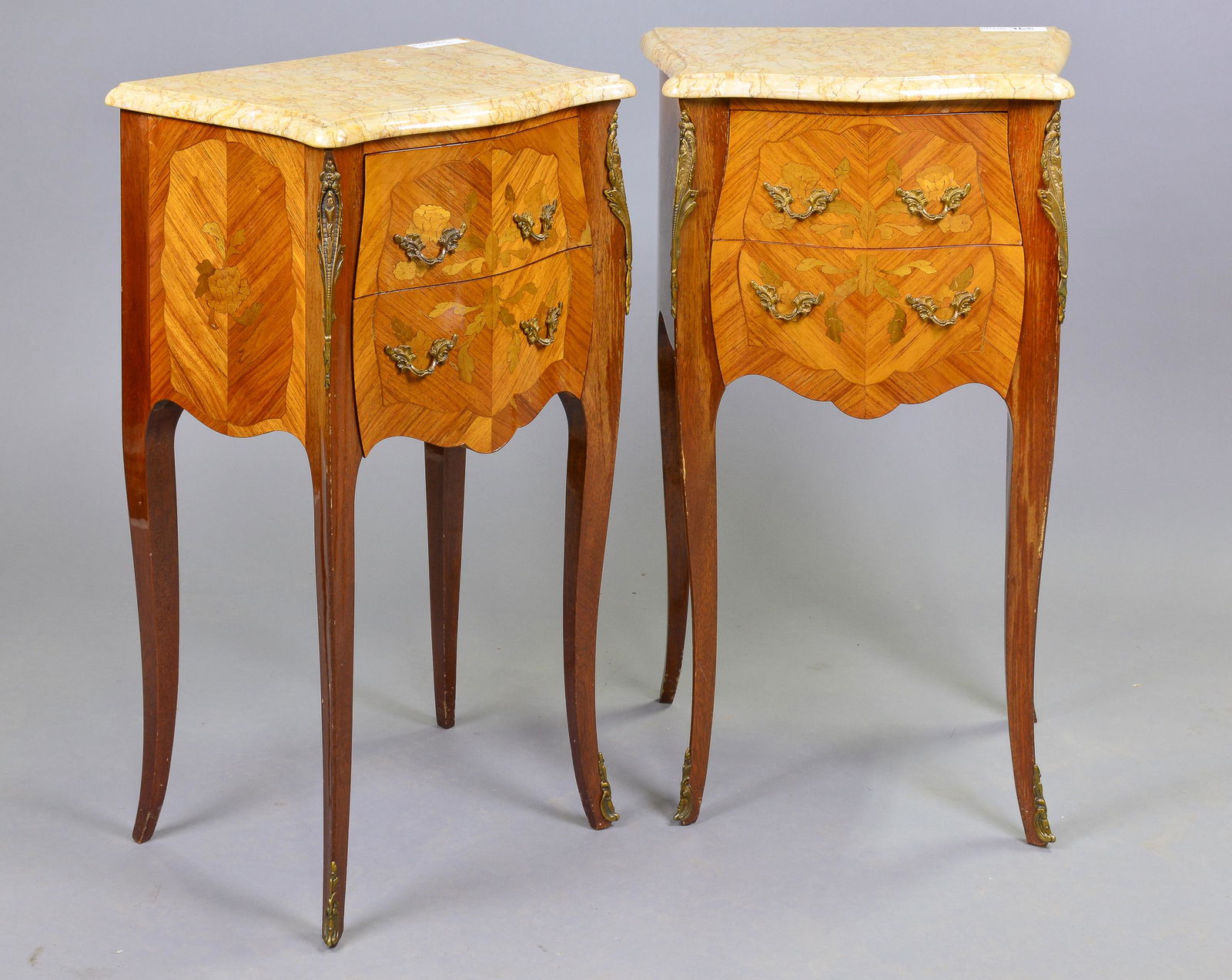 2 Louis XV Style Marble Top 2 Drawer Chests (1 of 4)