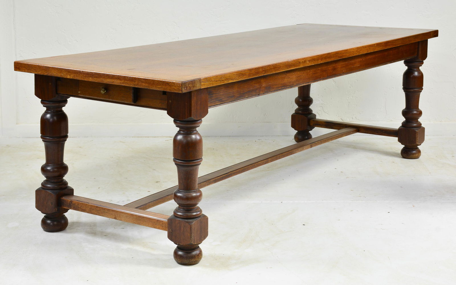 Large French Style Oak Farm Table with Drawer (1 of 7)