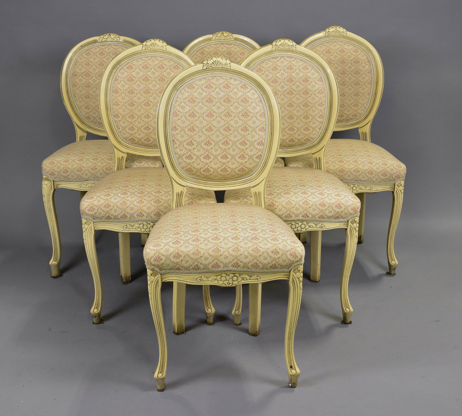 6 Louis XV Style Painted Balloon Back Chairs #1 (1 of 4)