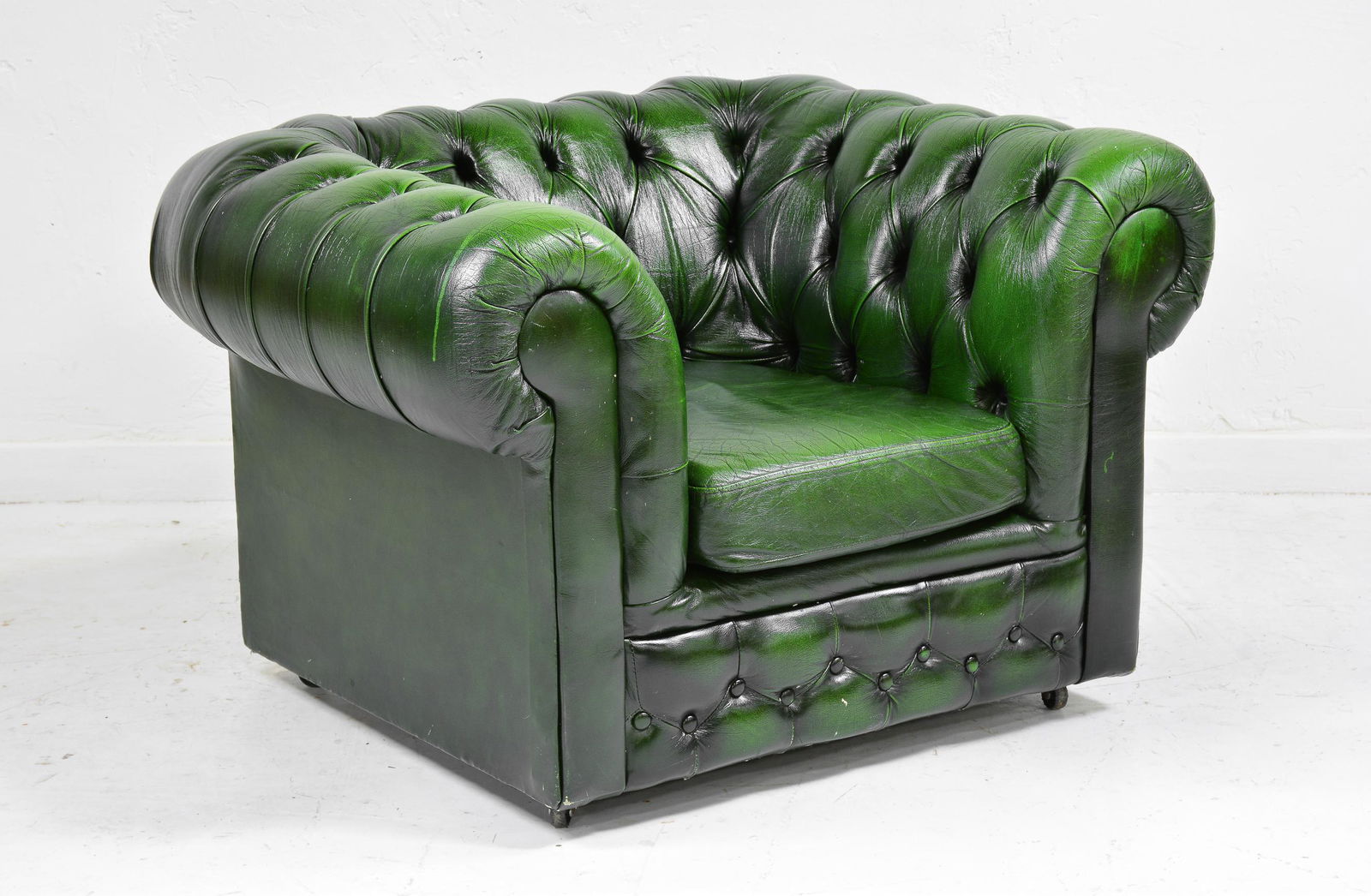 British Green Leather Chesterfield Club Chair #1 (1 of 5)