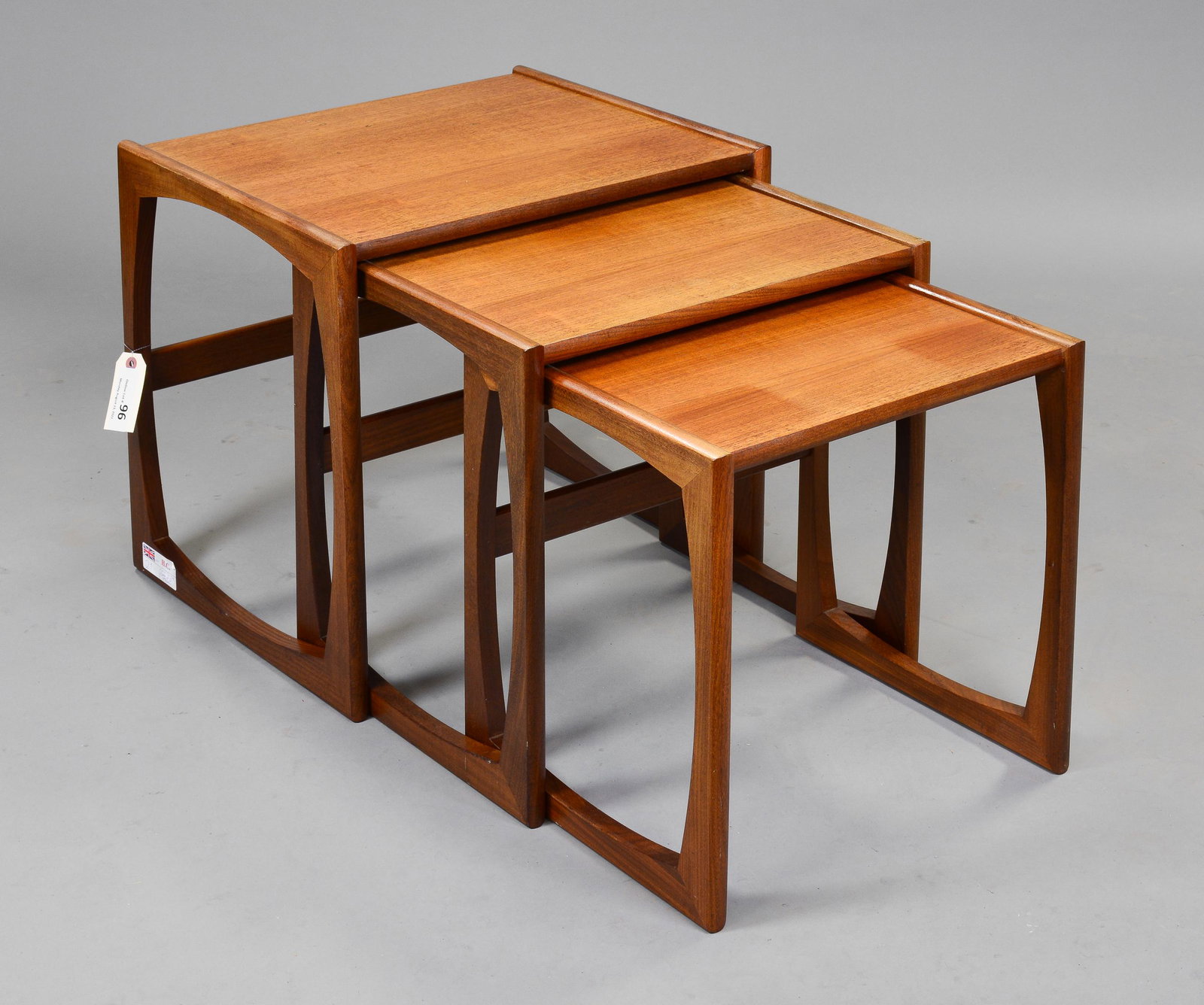 Mid Century Modern Quadrille Nest By G-plan #1: This Danish Modern Style Nest is British and made by Mid Century Modern Furniture Maker G Plan ( Gplan ) it stacks to make a bookcase as well. Measurement for largest table is 20 in tall x 22 wide x 1