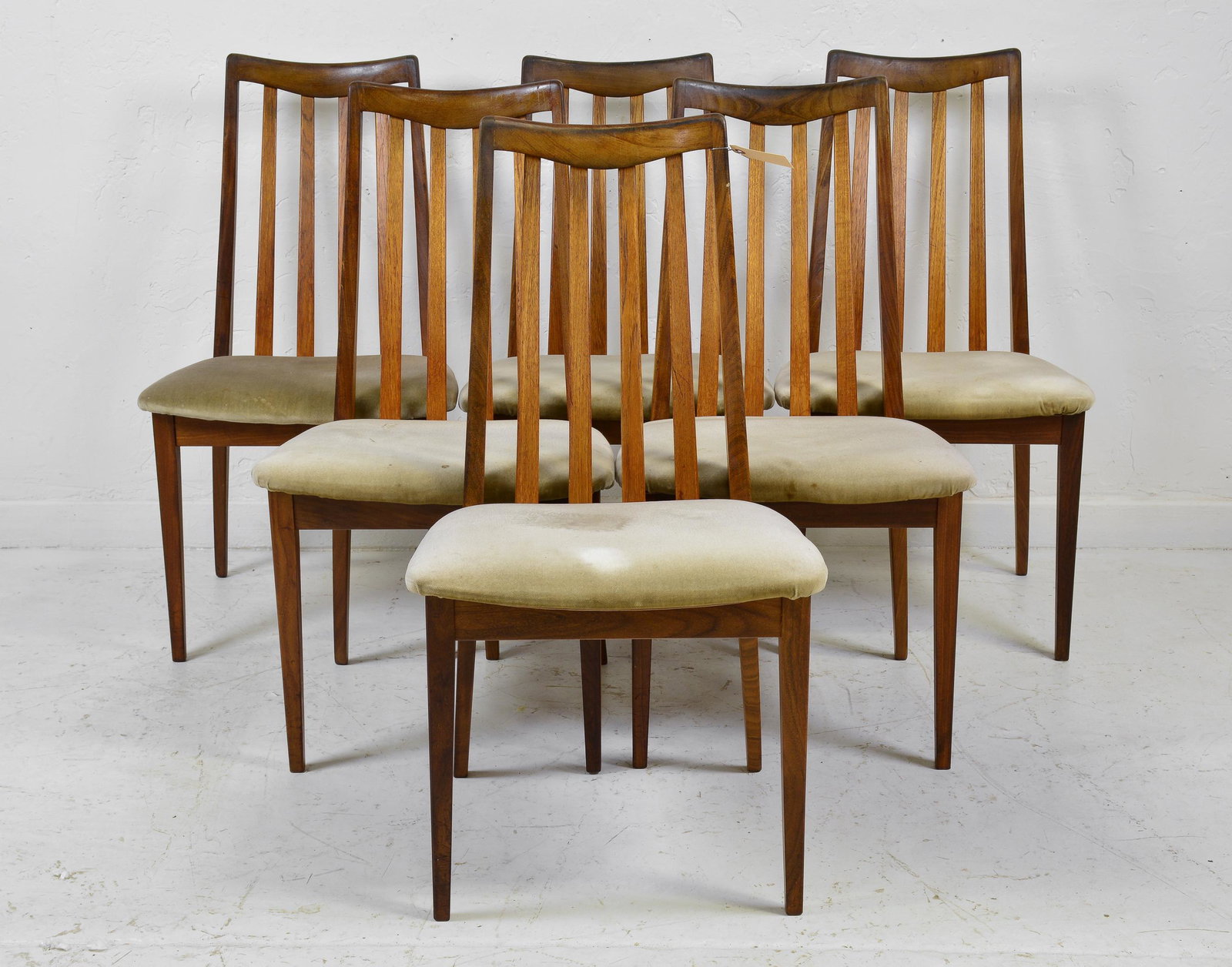 6 High Back Mid Century Dining Chairs - G-Plan Fresco: This set of 6 Danish Modern Style Teak Dining chairs consists of 6 side chairs . This set is made by Mid Century Modern Furniture Maker G Plan ( Gplan ), Part of their Fresco range. 36 in tall x 22 x 