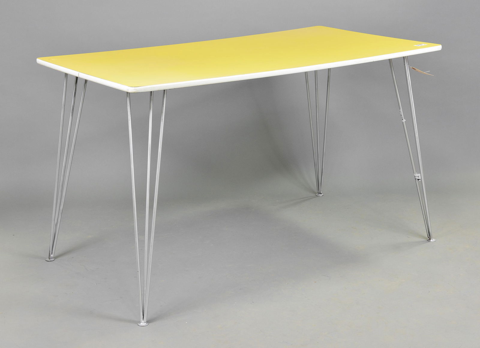 Vintage Yellow Laminate Top Table on Hair Pin Legs (1 of 2)