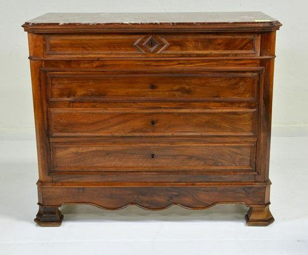 Louis Philippe Style Marble Top 4 Drawer Chest (1 of 7)