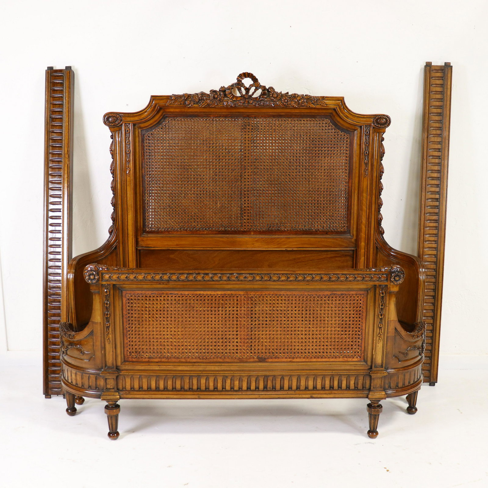 Carved French Style  Double Caned Bed - Queen Size (1 of 8)