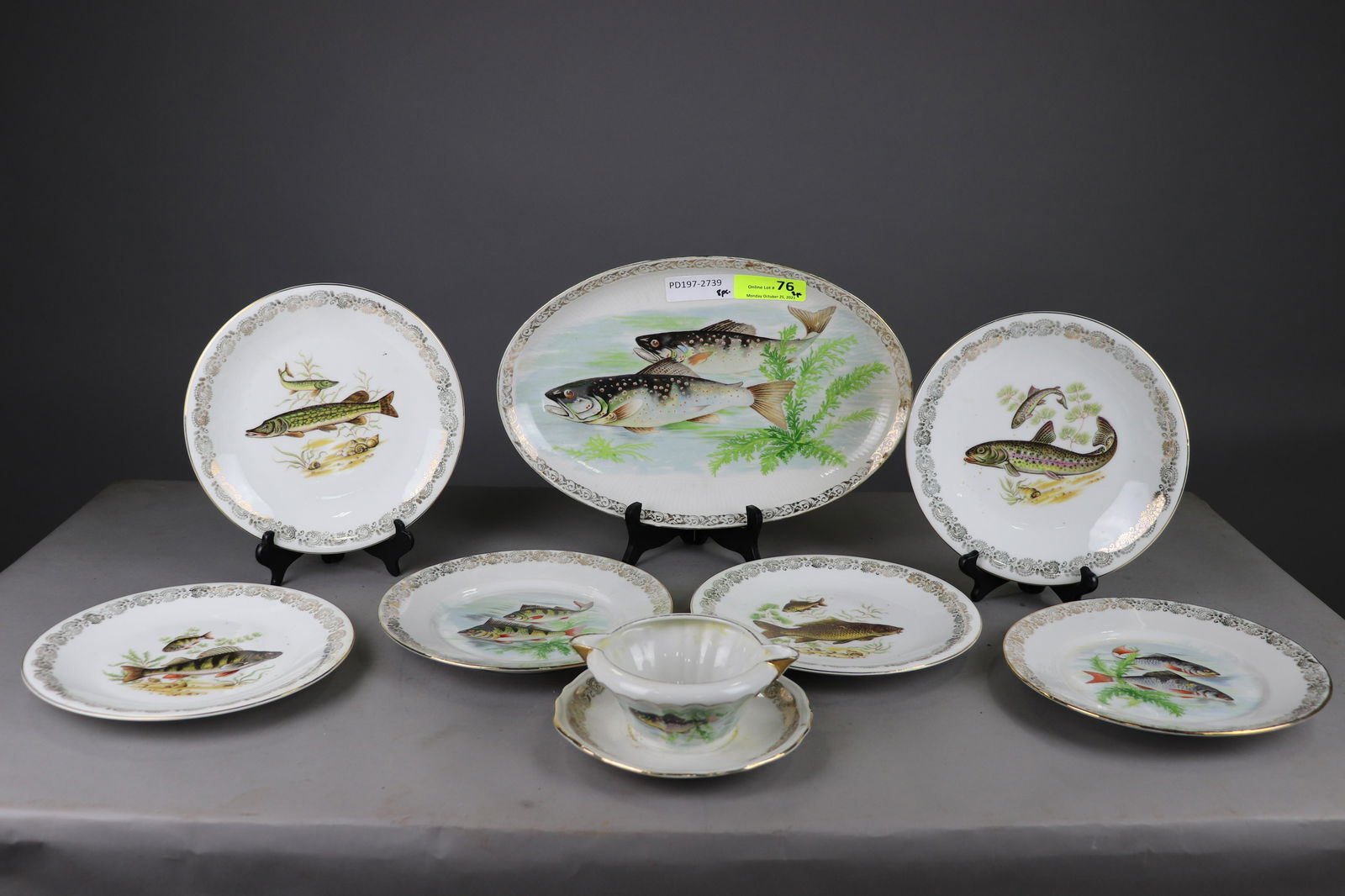French Fish Plate Set - Platter, 6 Plates & Sauce Bowl (1 of 4)