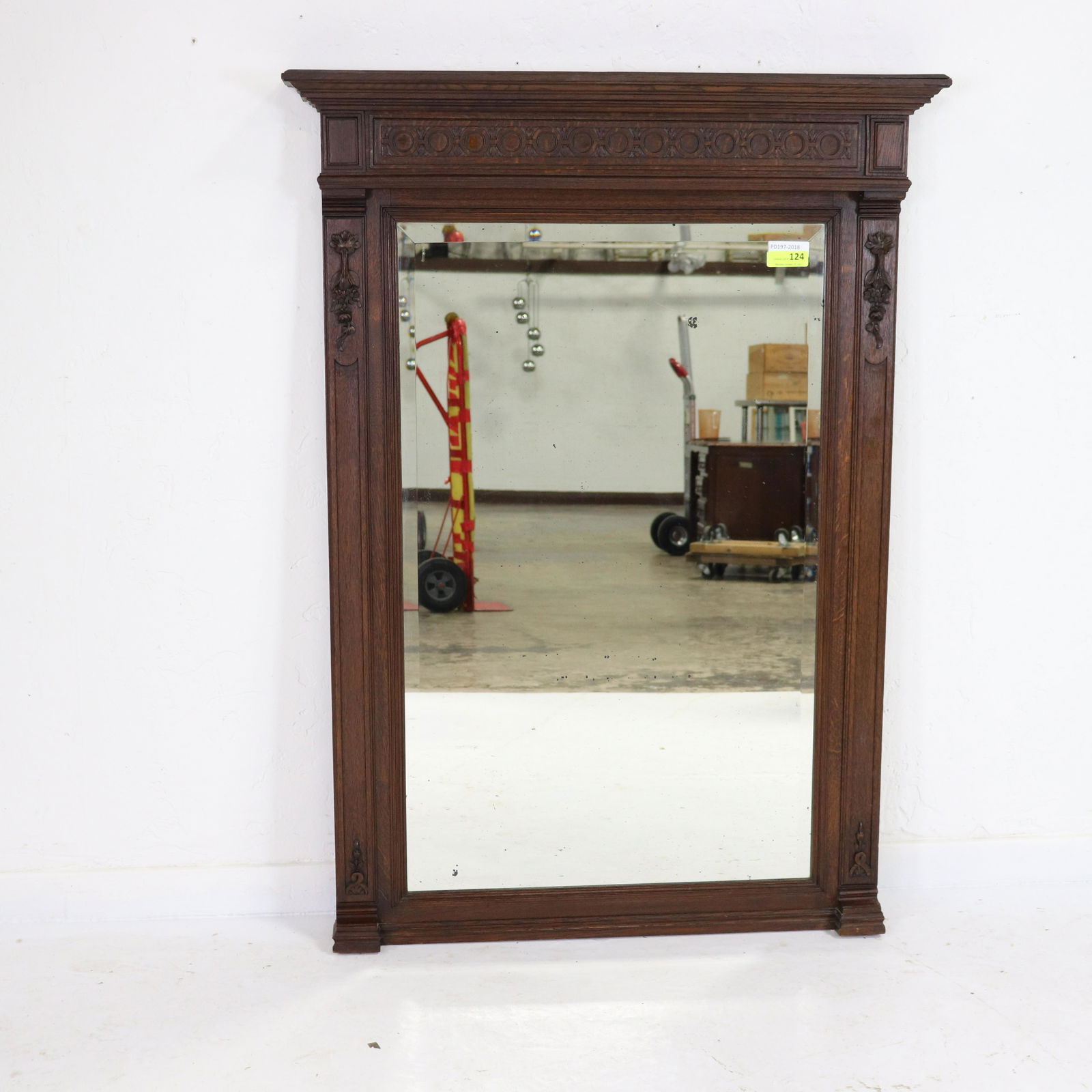 Henri II Style Oak Framed Beveled Mirror (1 of 6)