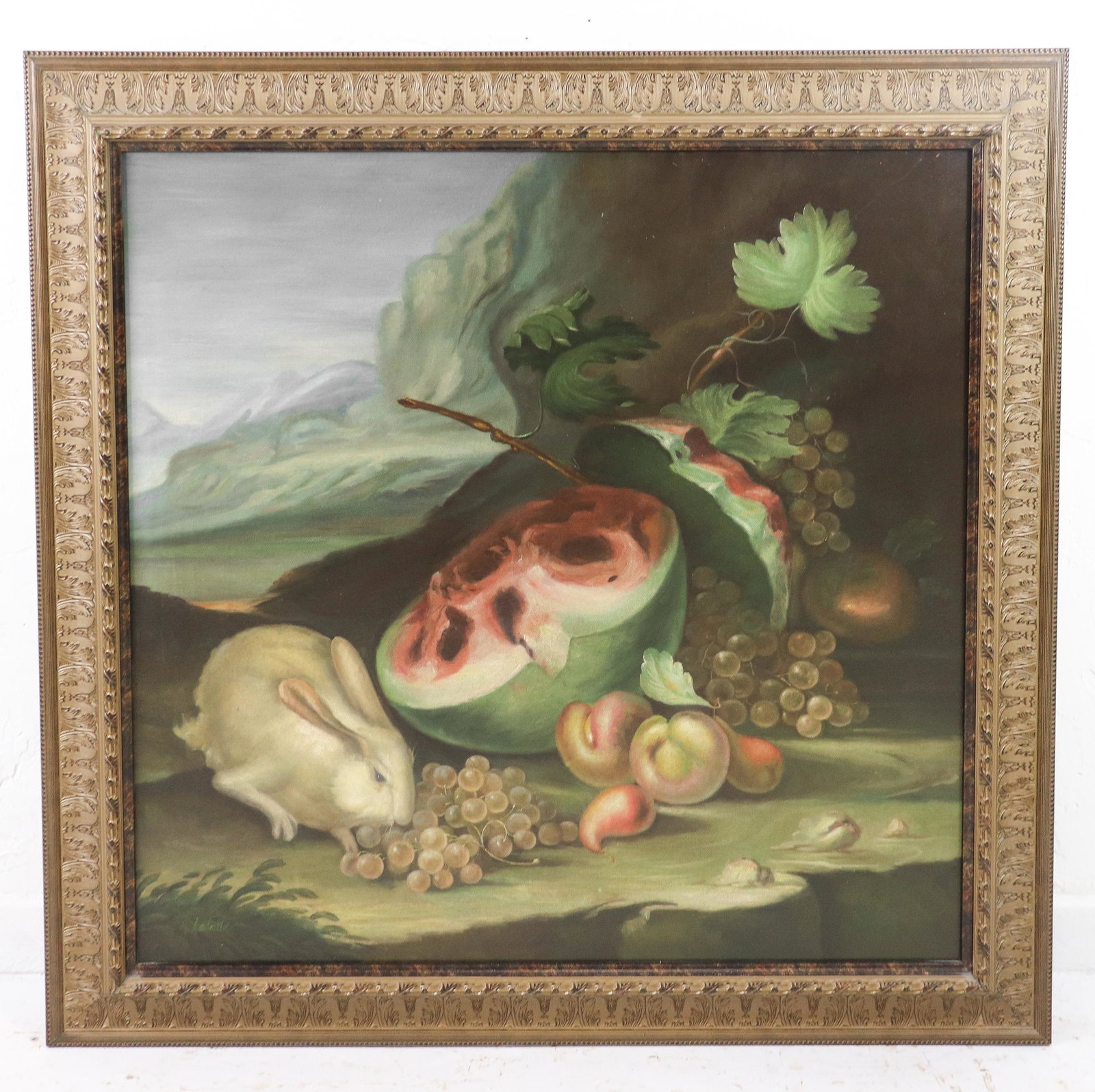 Large Rabbit / Fruit Still Life Print on Canvas (1 of 4)