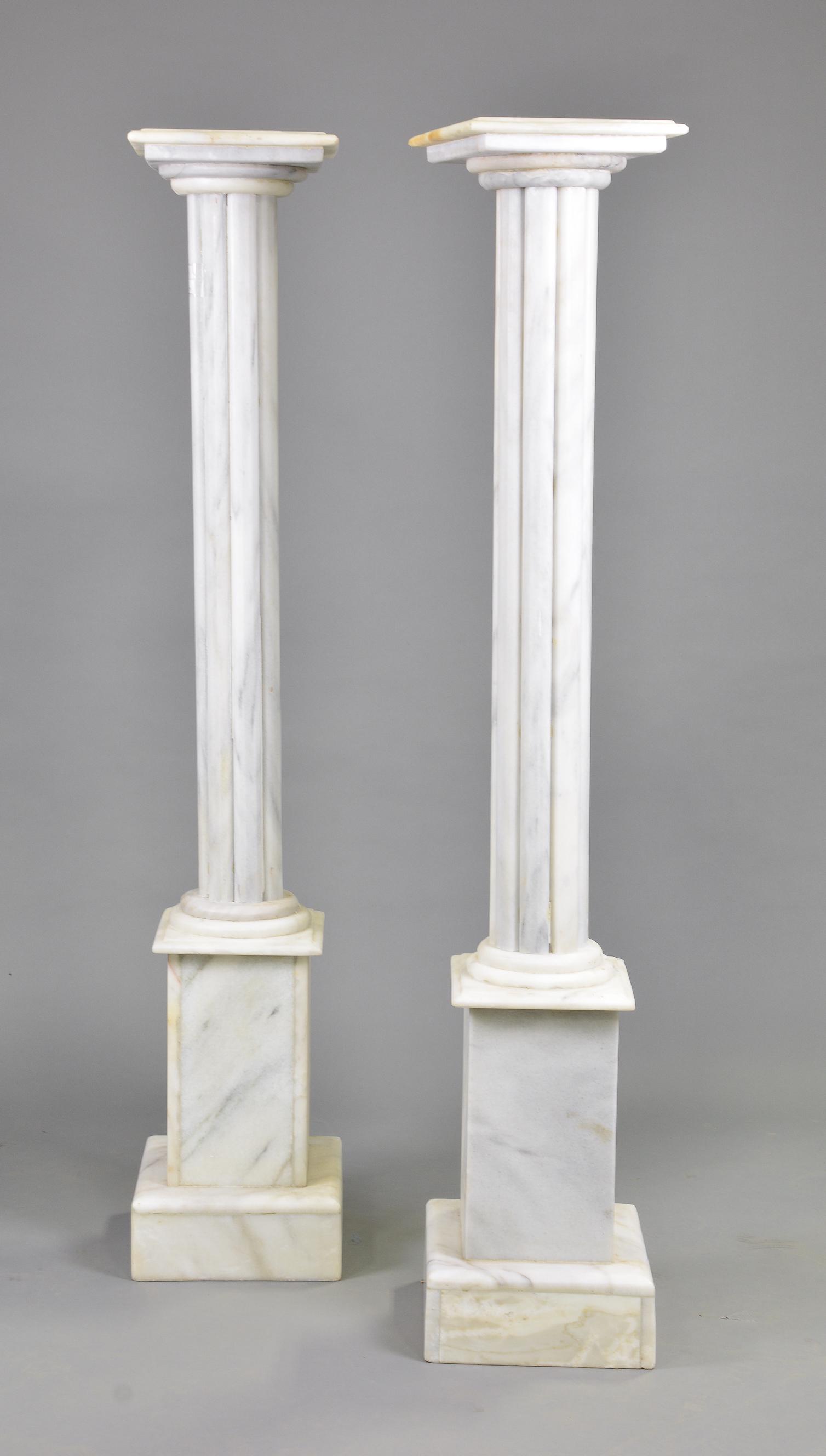 Pair of Tall White Marble Pedestals / Columns (1 of 2)