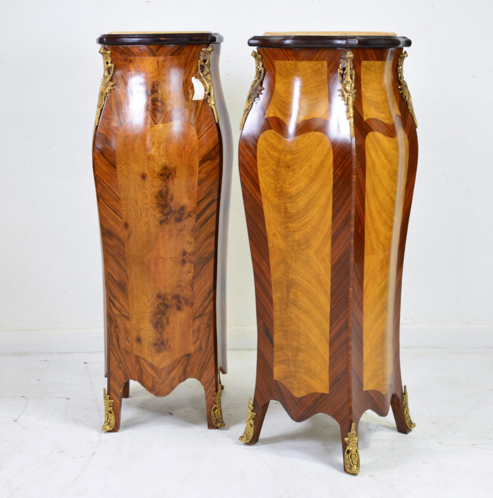 New Item, 2 Tall Marble Top Pedestals With Gilt Bronze (1 of 5)