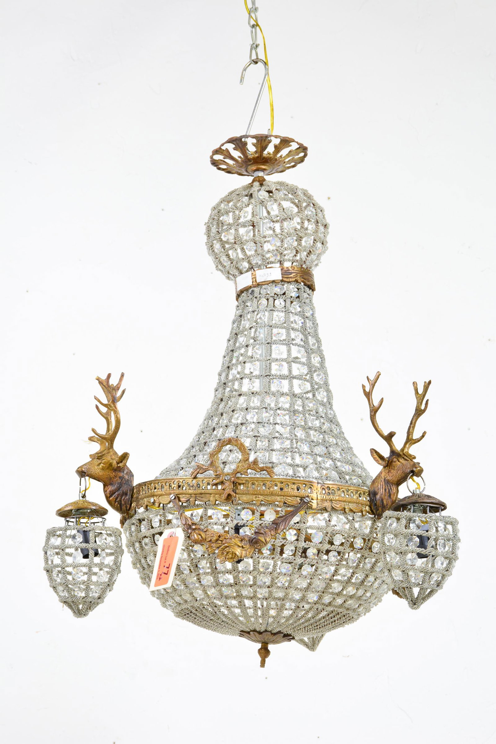 2 Empire Style Chandeliers - Stags Head & Clear Beading (1 of 3)