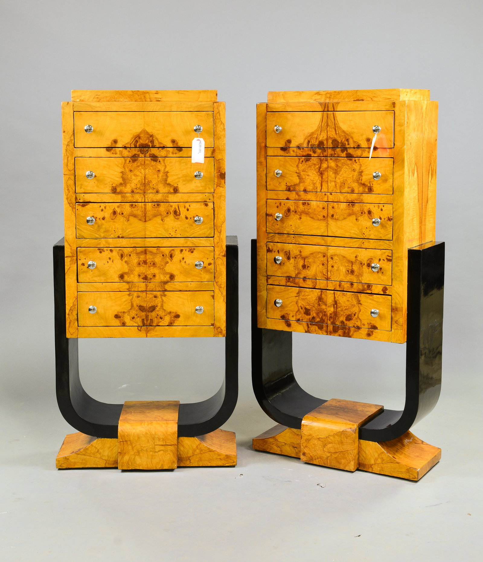 Pair of 5 Drawer Deco Style Chests - Black Base (1 of 4)