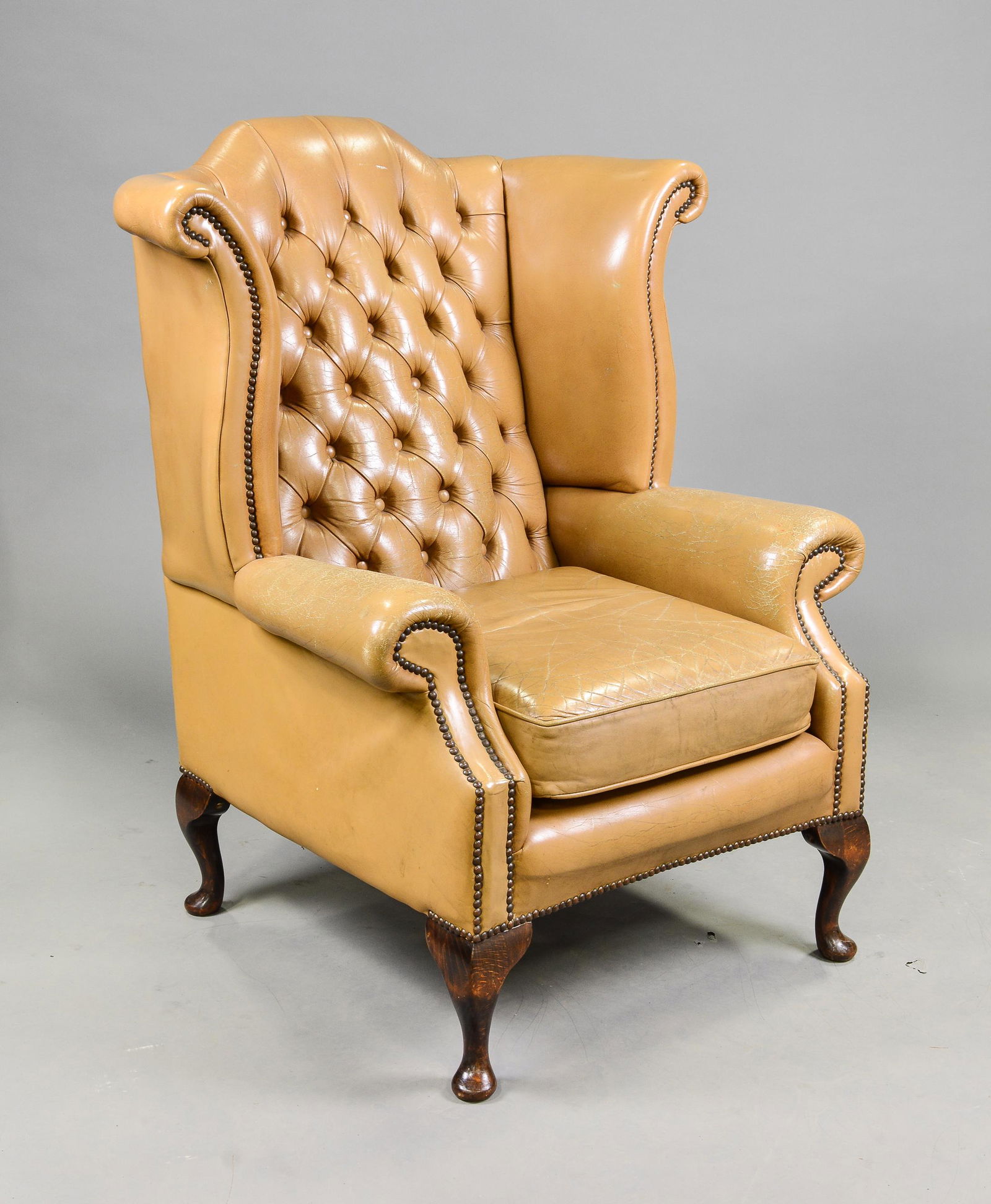 British Button Tufted Wing Back Chesterfield Chair (1 of 5)