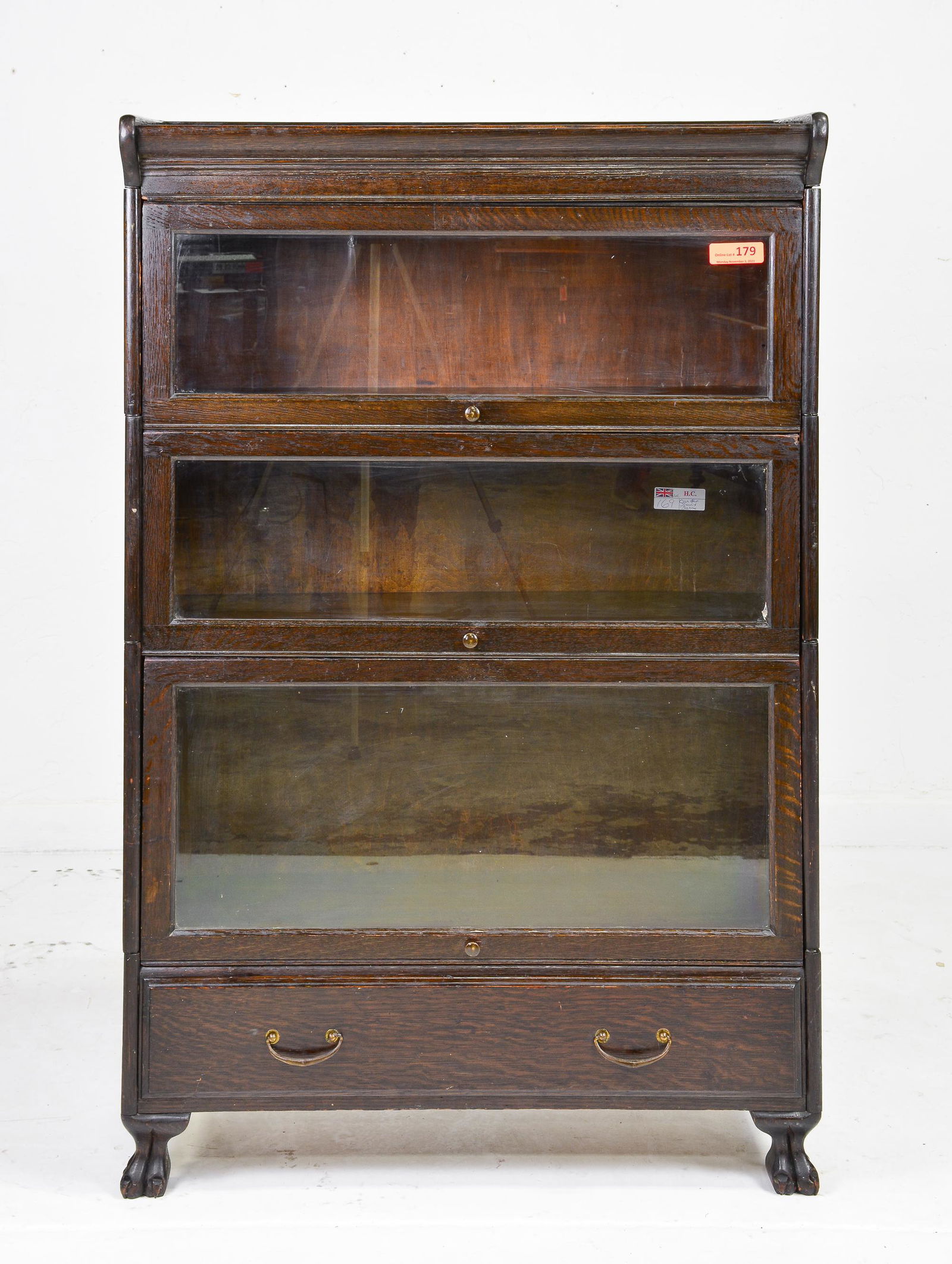 British Oak 3 Stack Lawyers / Barristers Bookcase (1 of 3)