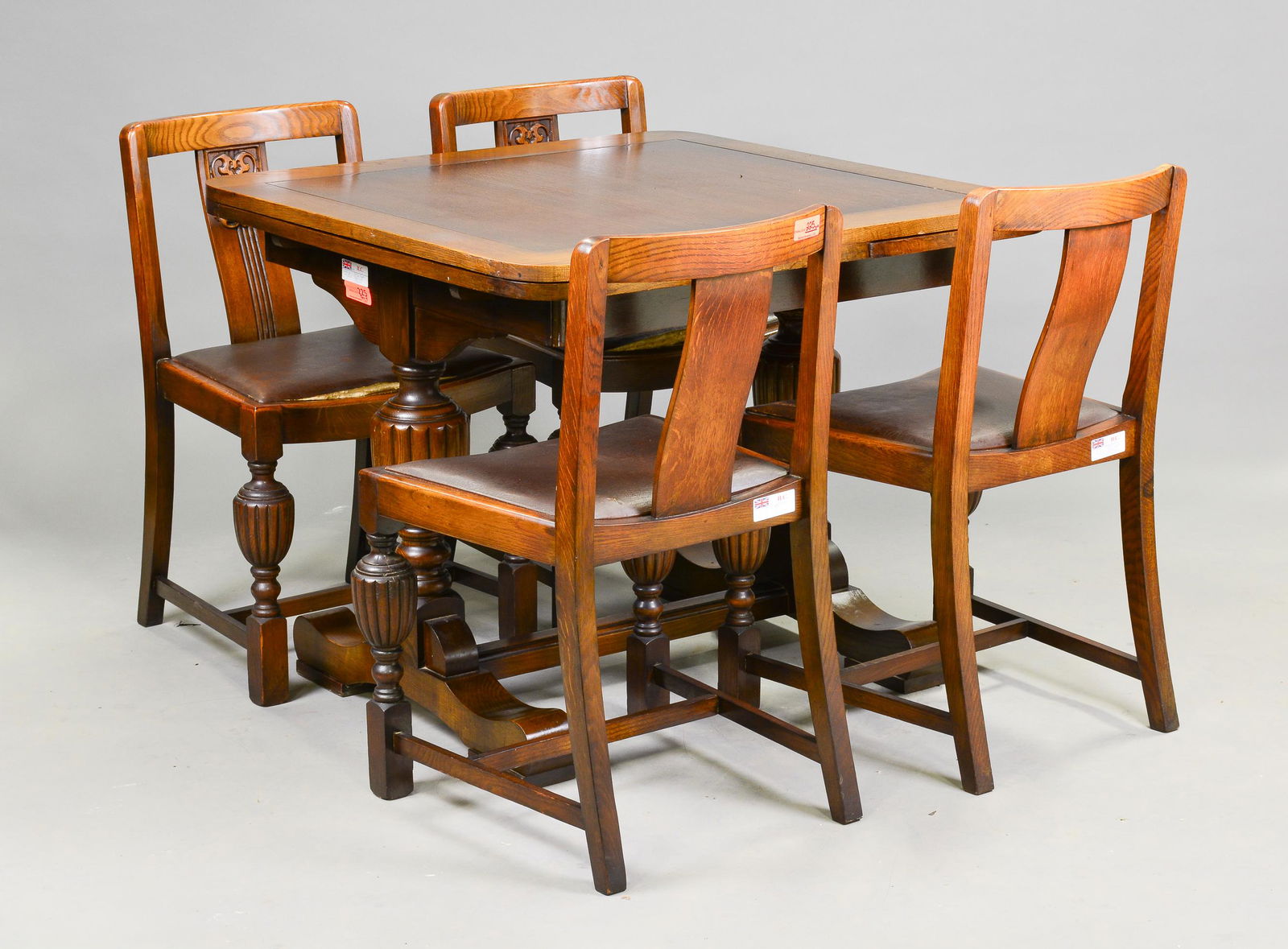 British Oak Draw Leaf Table & 4 Chairs (1 of 5)