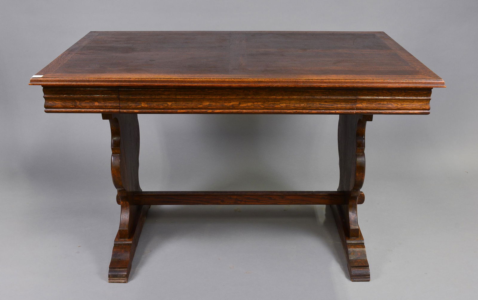 Library / Writing Table with Carved Trestle Base (1 of 7)