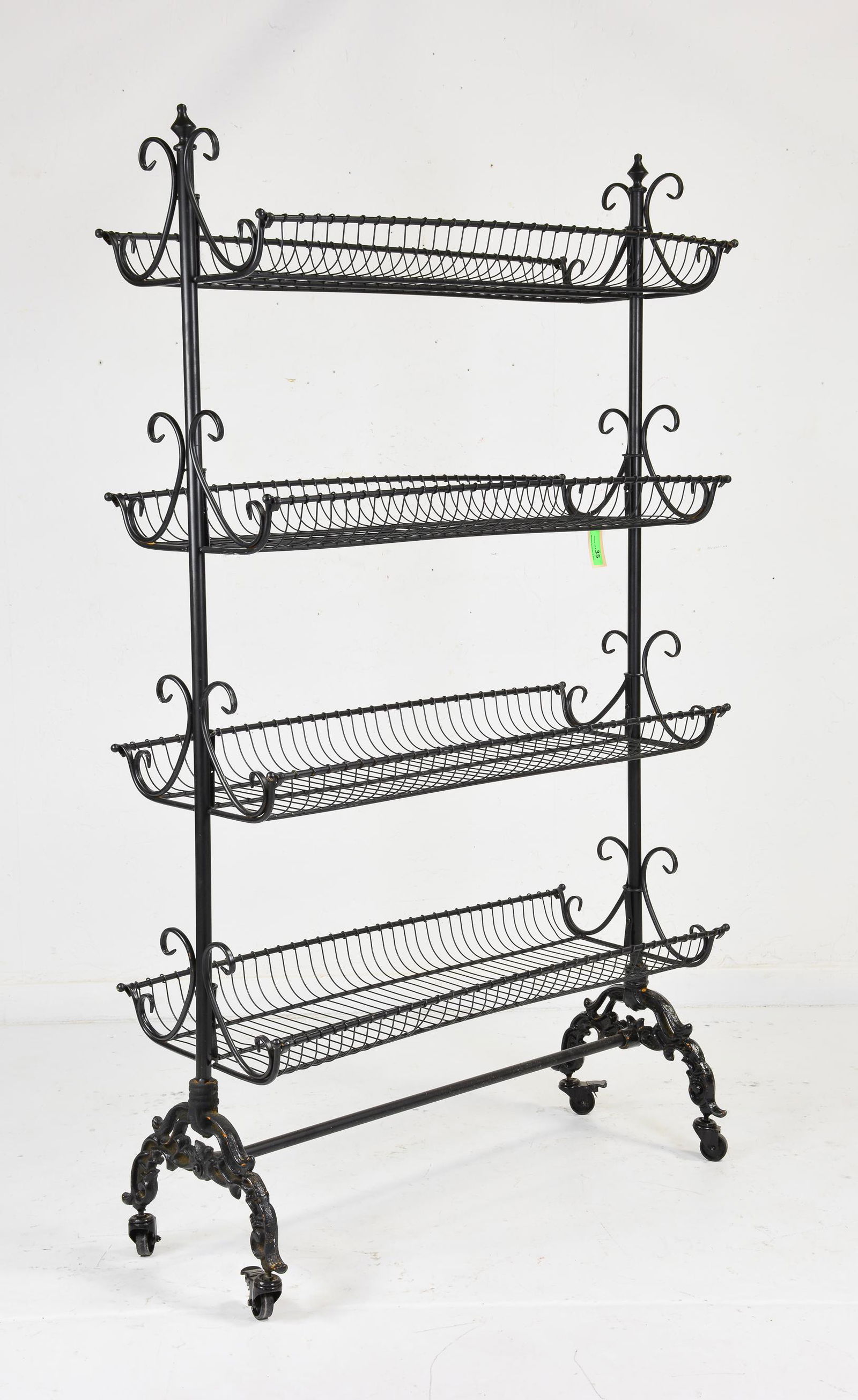 French Style 4 Tier Black Metal Rolling Rack (1 of 3)