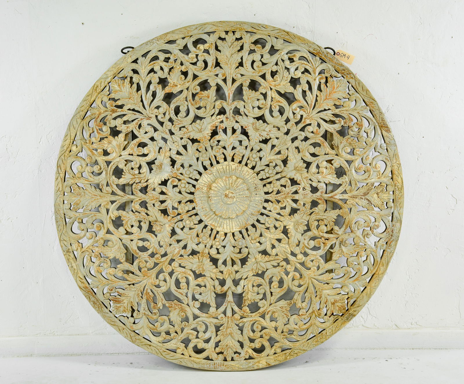 French Style Carved Painted Round Wall Art / Panel (1 of 3)