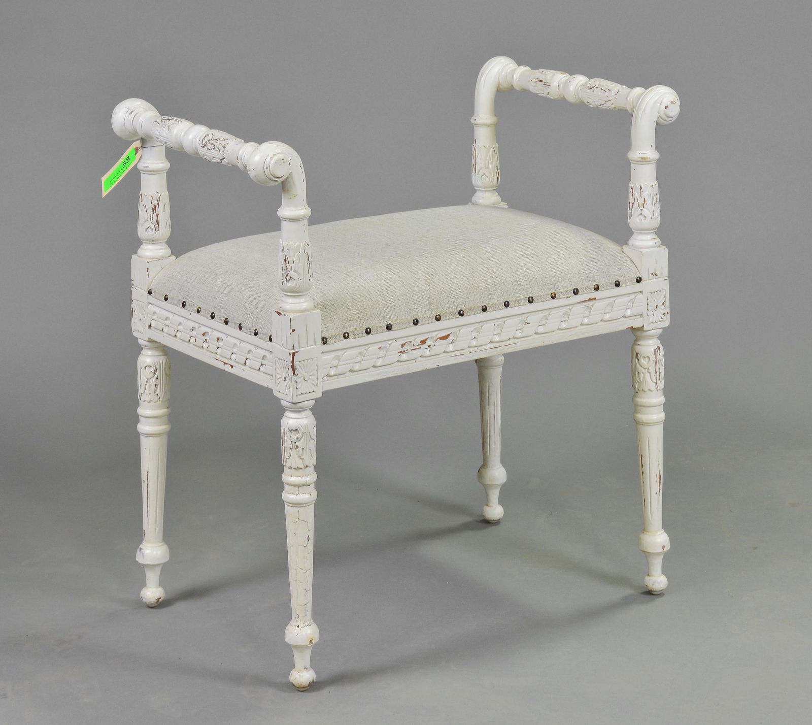 Painted French Style Vanity Bench (1 of 2)