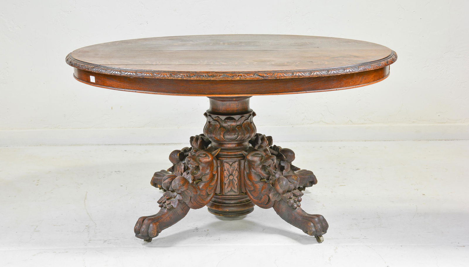 European Carved Oak Oval Hunt Table (1 of 3)