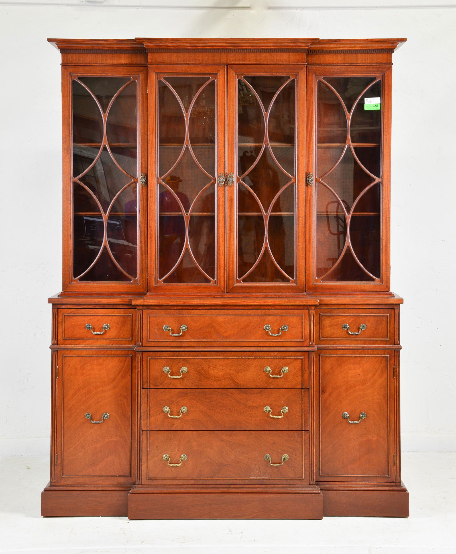 English Mahogany Breakfront Bookcase (1 of 7)