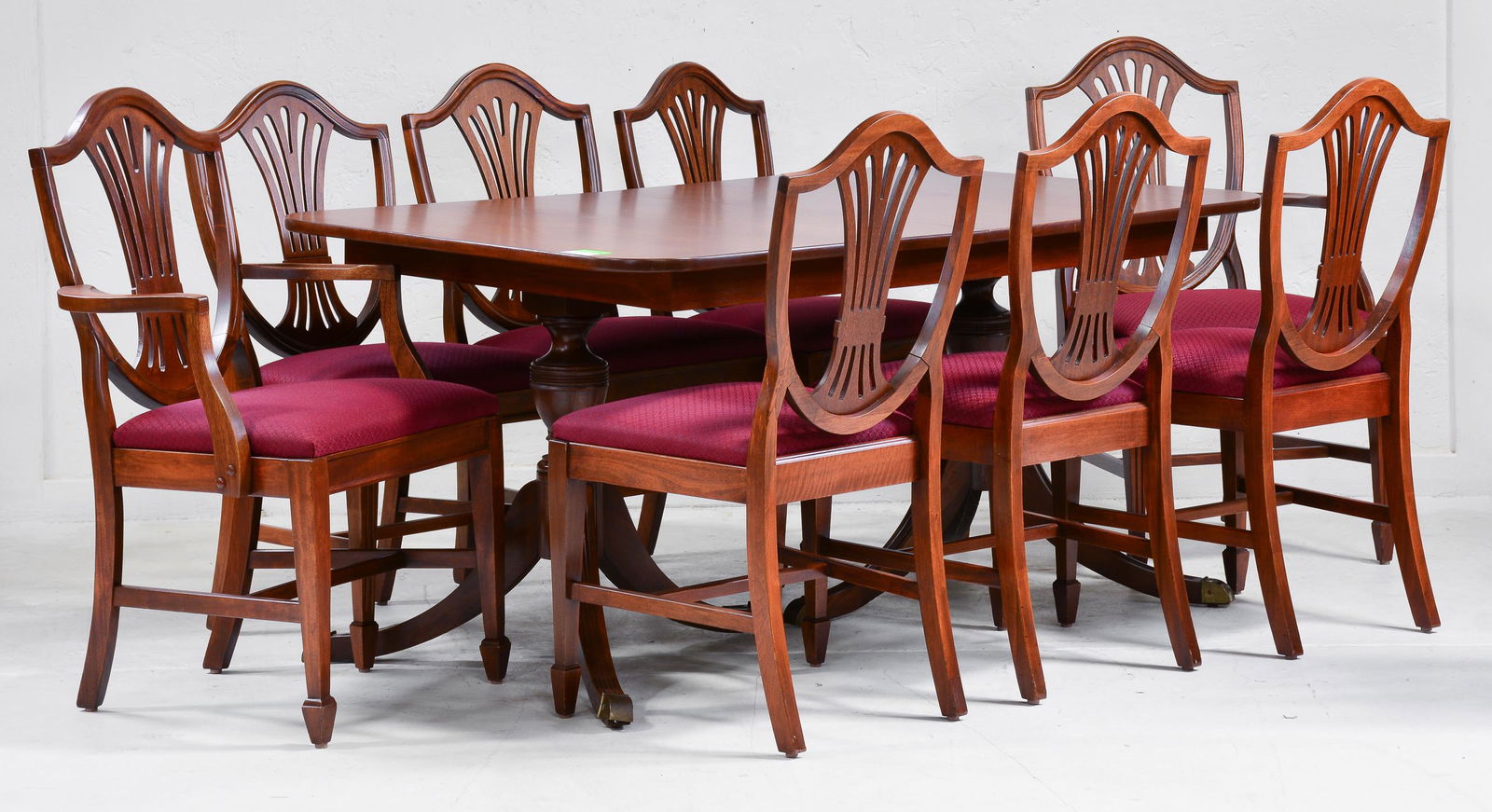 English Mahogany Pedestal Base Table & 8 Chairs (1 of 4)