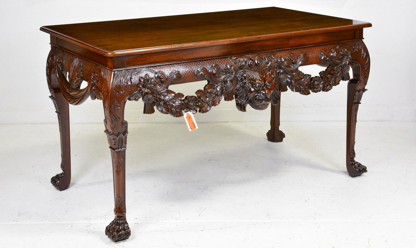 Large Carved Lion Mask Claw Foot Console Table (1 of 5)