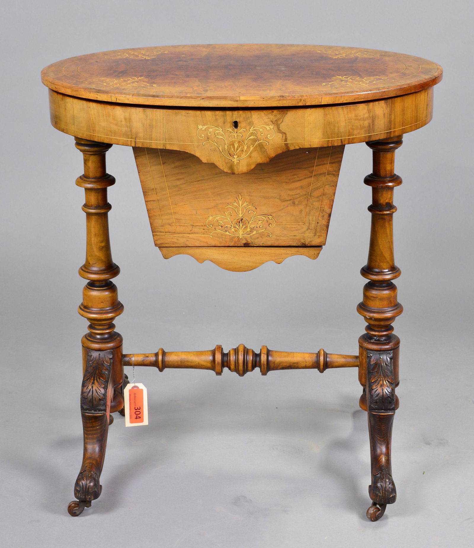 Victorian Walnut Inlaid Sewing Table c.1890 (1 of 4)