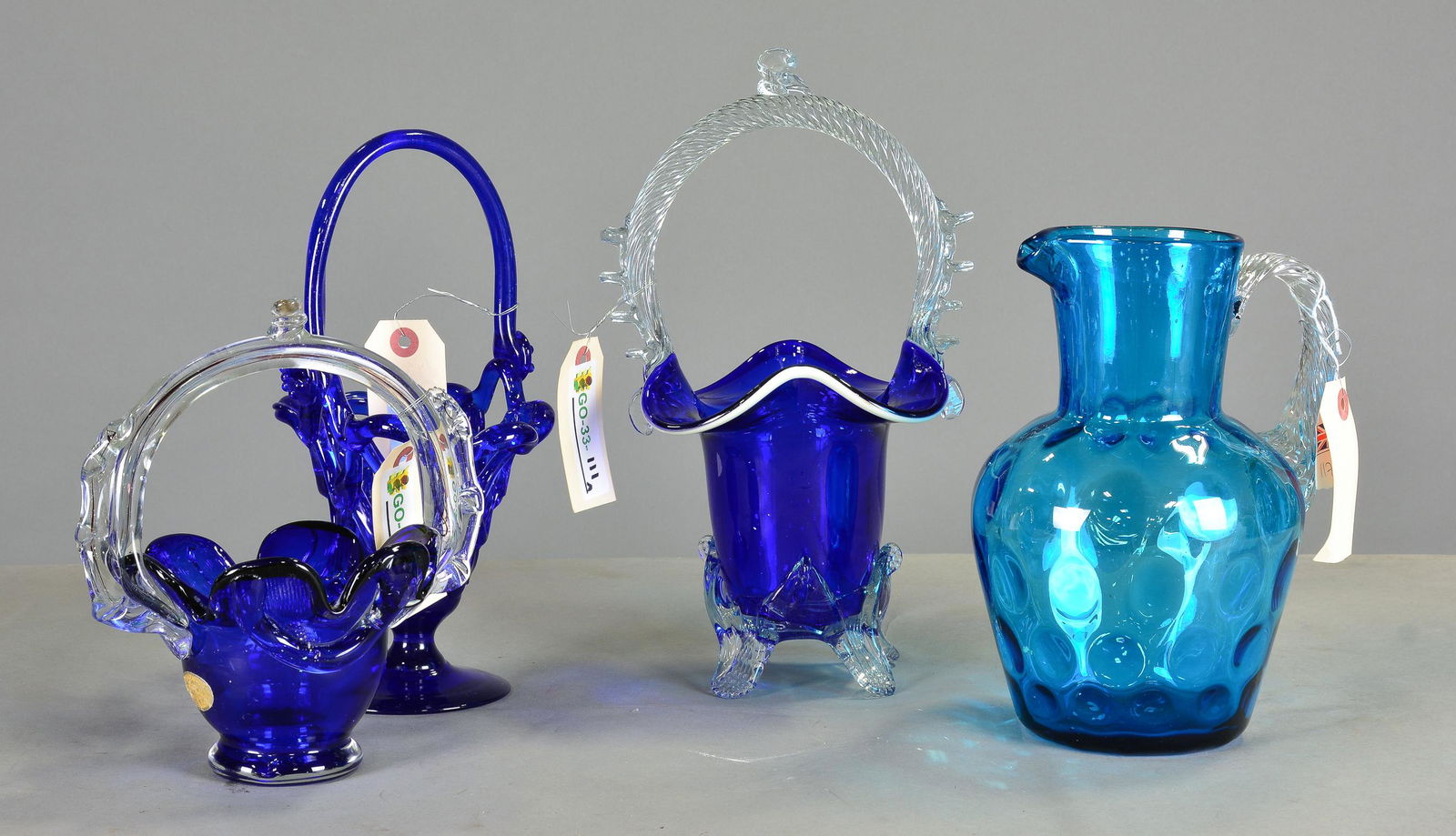 4pcs - Blue Glass Baskets / Pitcher (1 of 3)