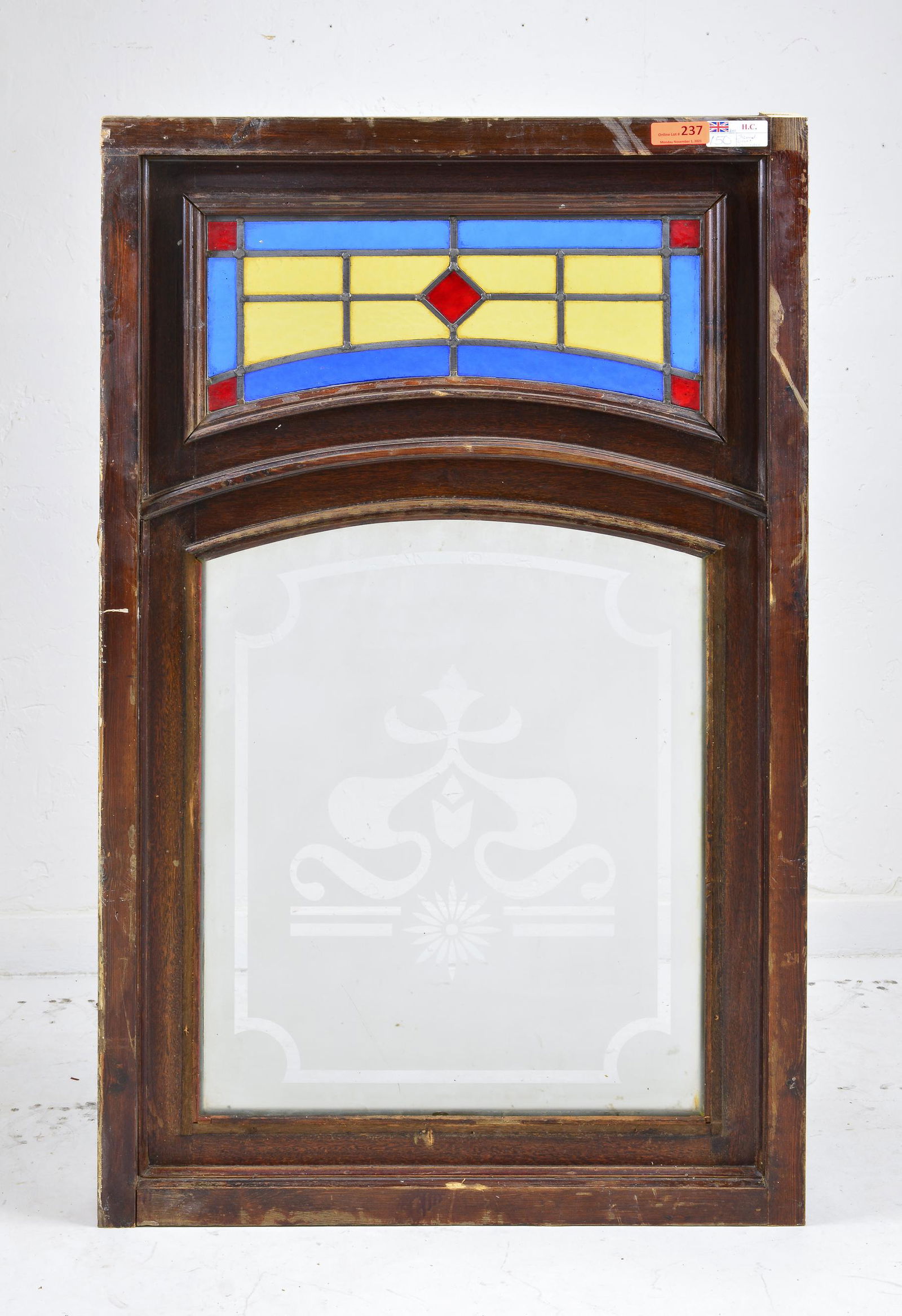 British Large Stained Glass Window With Etched Glass (1 of 2)