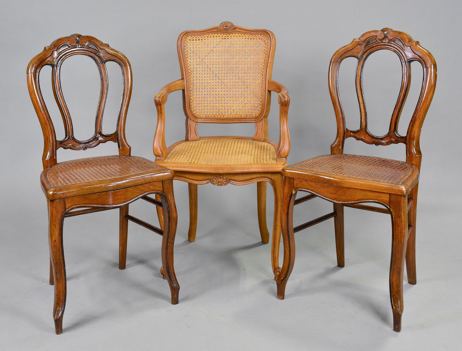 3 French Cane Seat Chairs (1 of 4)