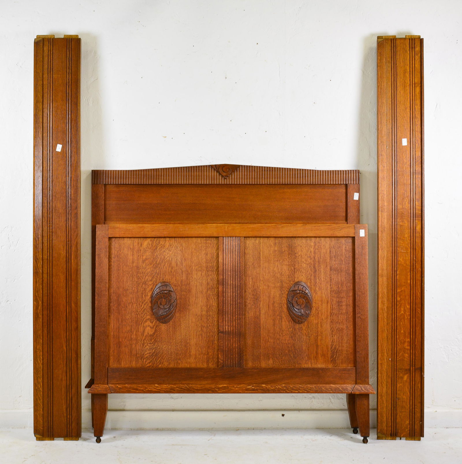 Art Deco Style Oak Bed with Rails (1 of 3)