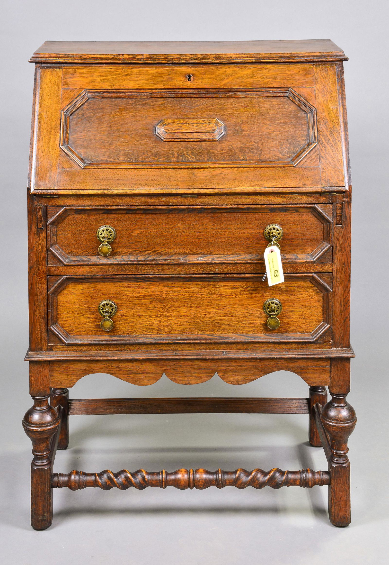 British Oak Bureau / Drop Front Desk (1 of 3)