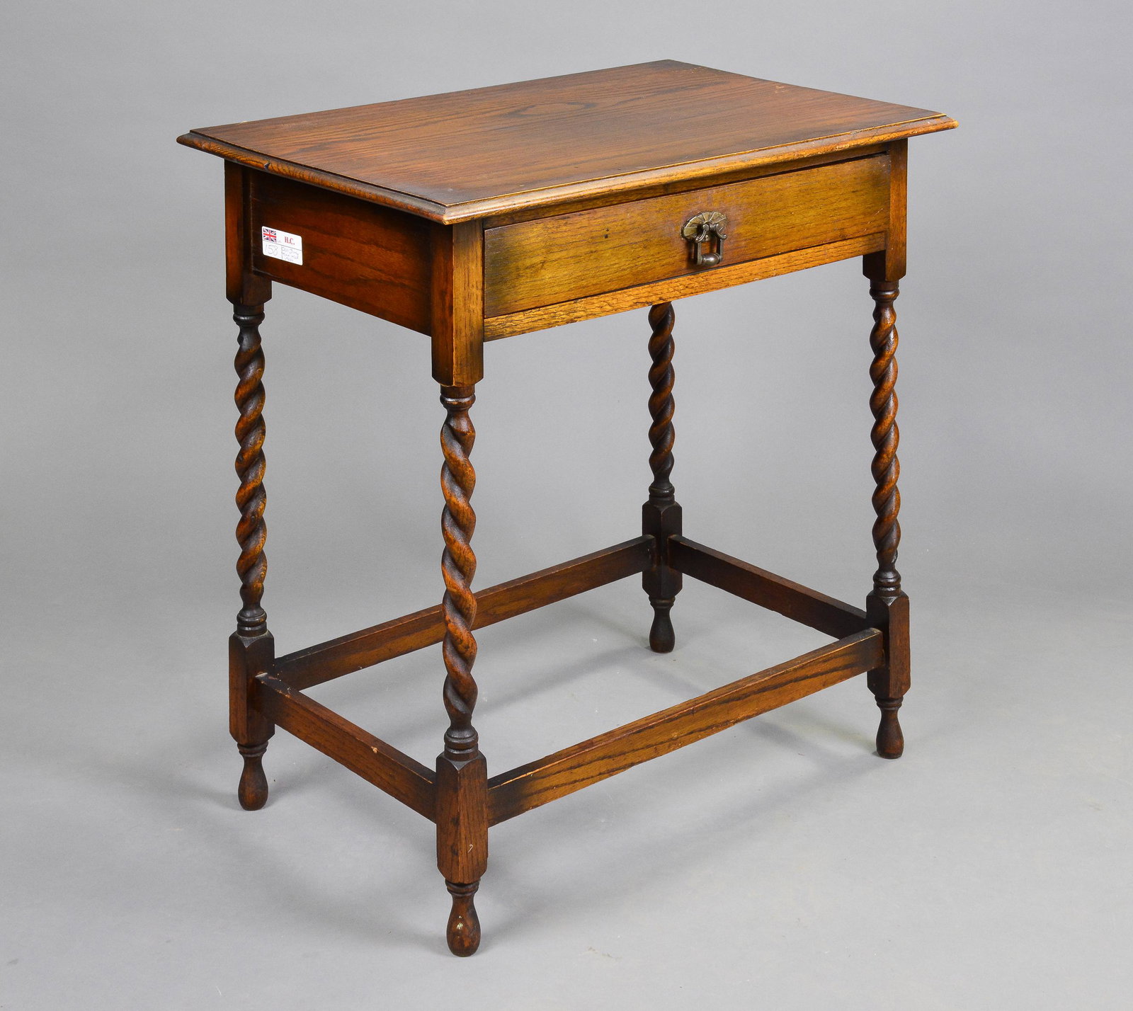 British Oak Barley Twist Lamp / Side Table With Drawer (1 of 2)