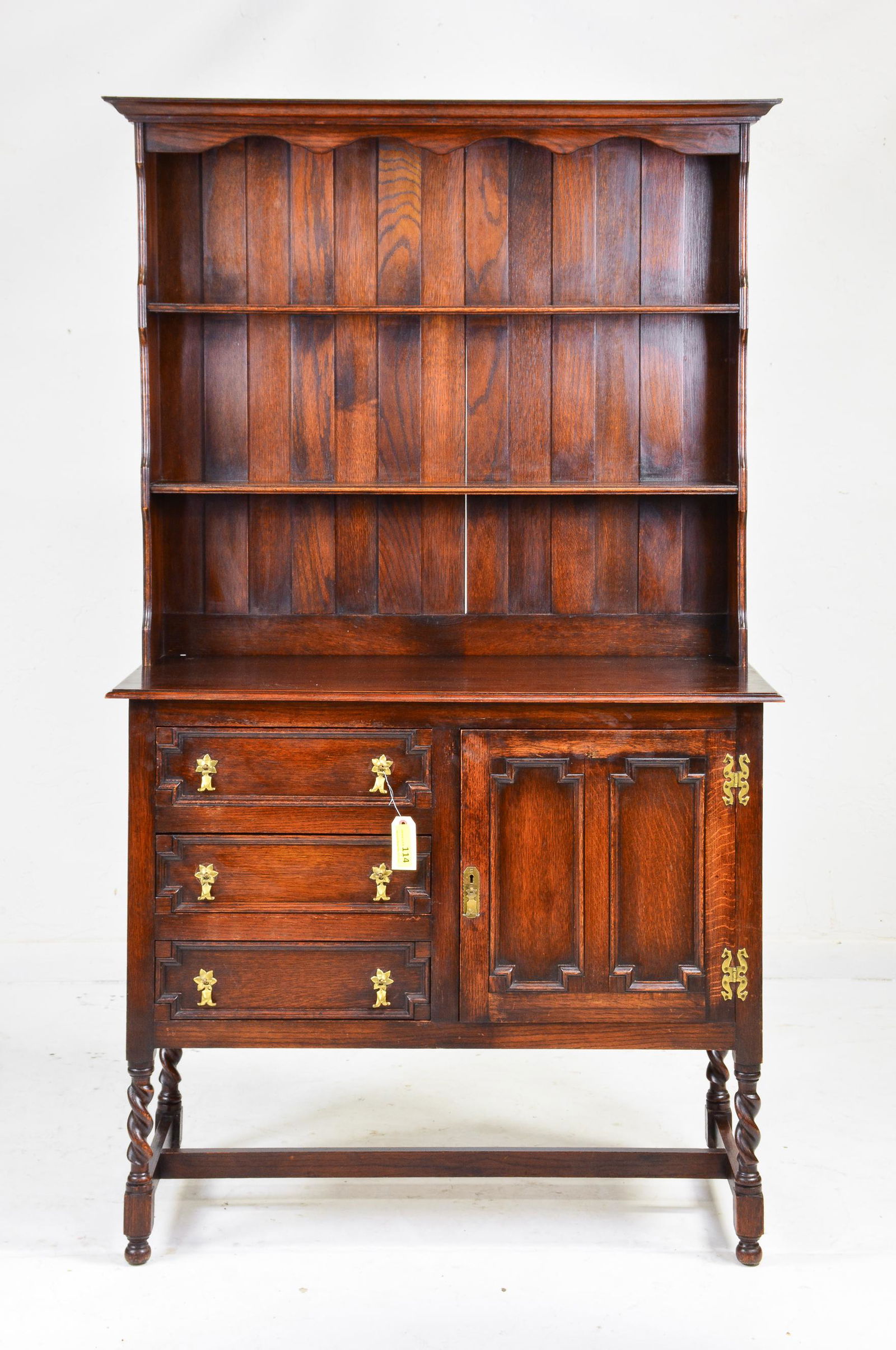 Jacobean Oak Barley Twist Plate Rack Dresser (1 of 6)