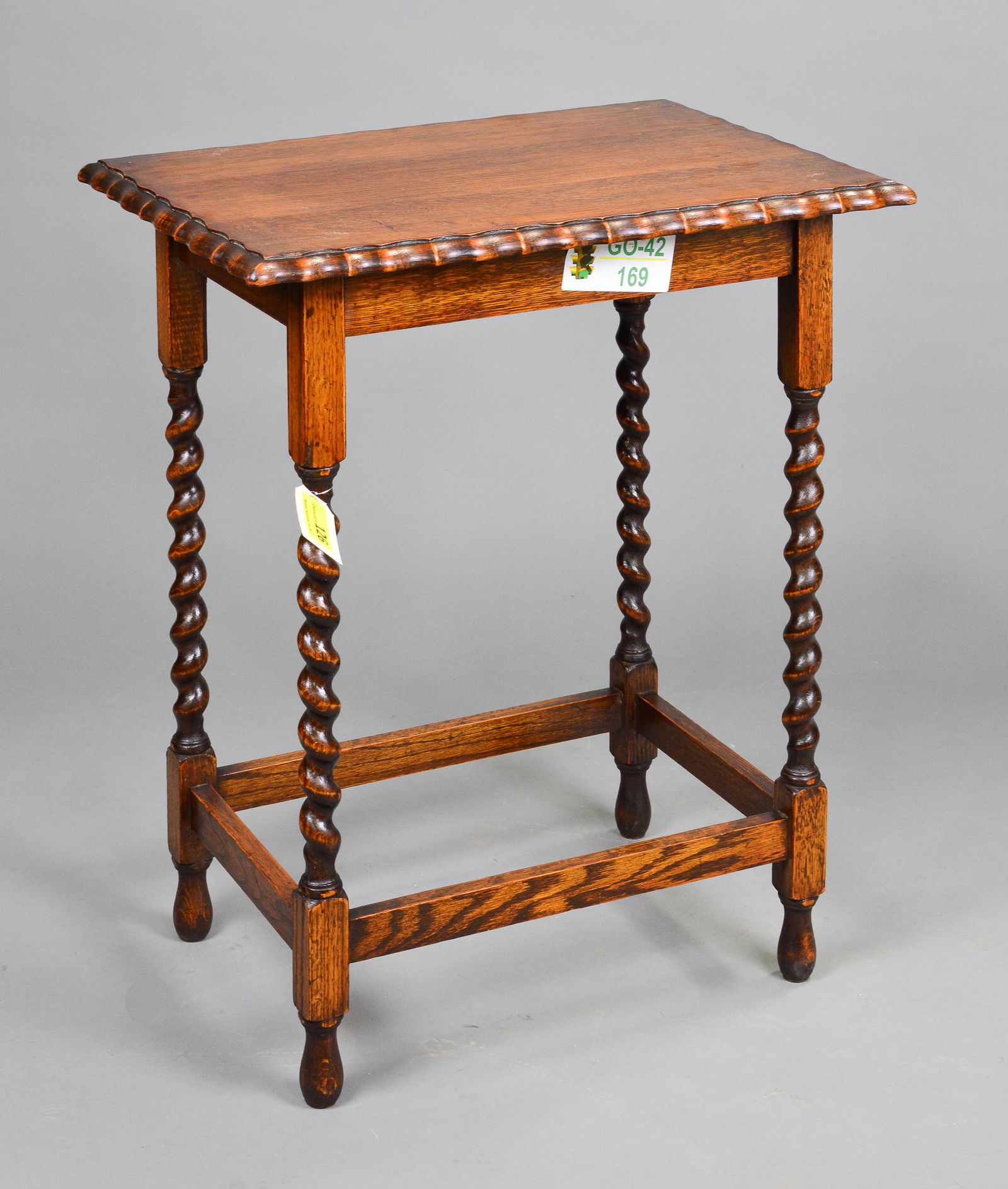 British Oak Barley Twist Scalloped Edge Table (1 of 2)