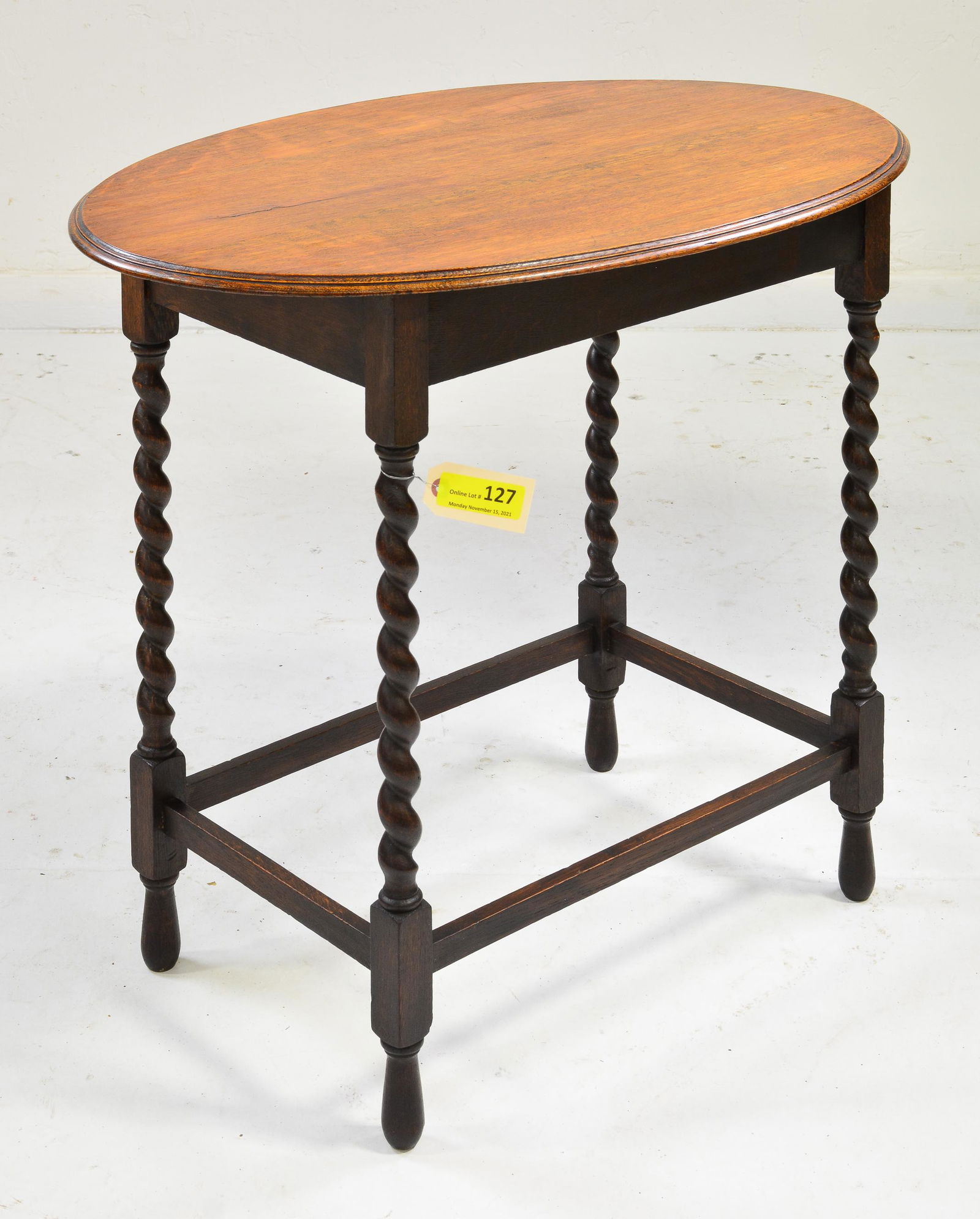 British Oak Barley Twist Oval Occasional Table (1 of 2)