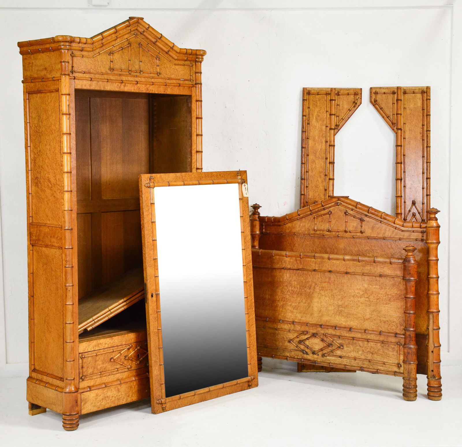 AS IS - Faux Bamboo Robe & Bed with Rails (1 of 3)