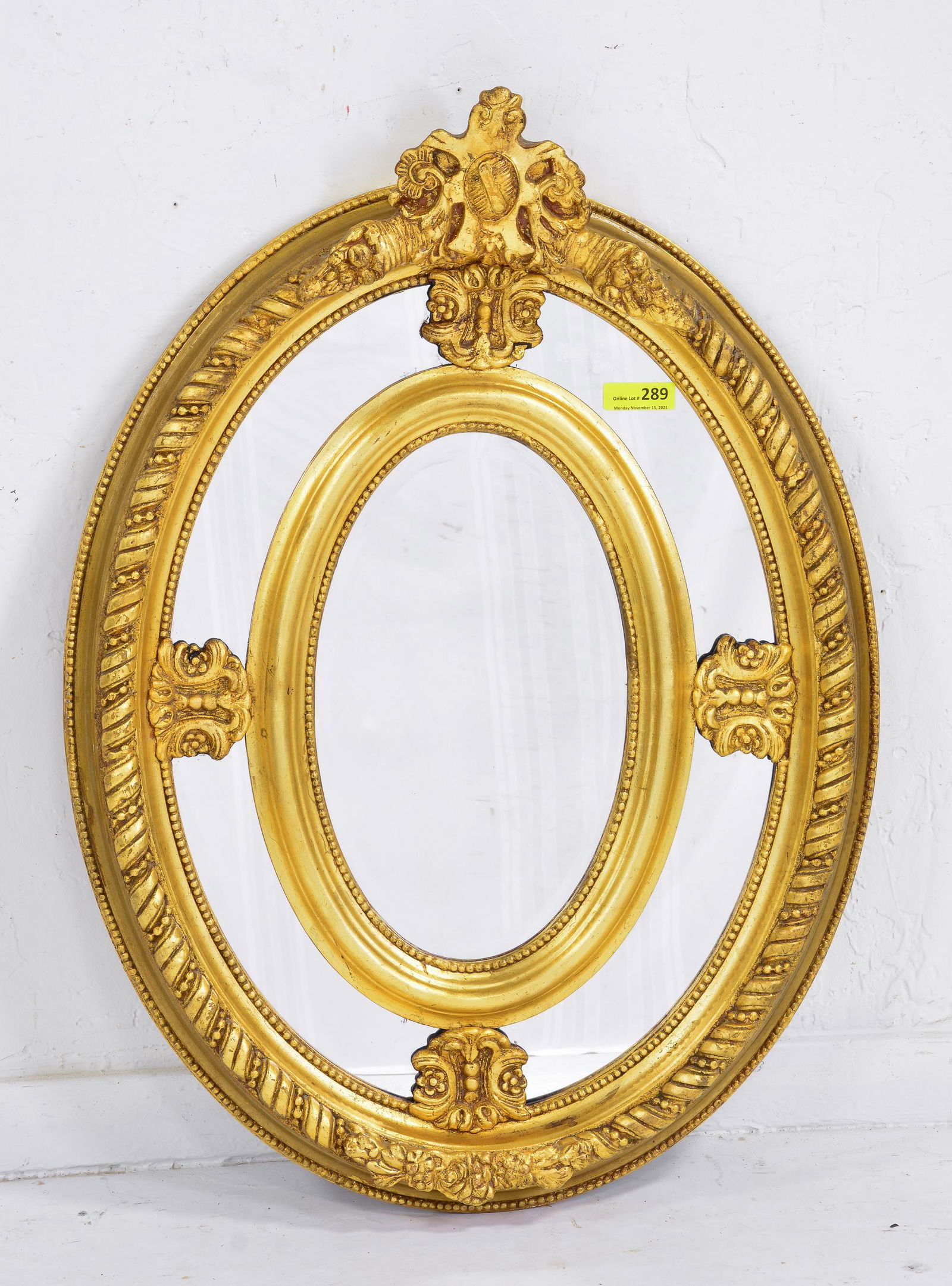 French Style Gilt Framed Oval Mirror (1 of 3)