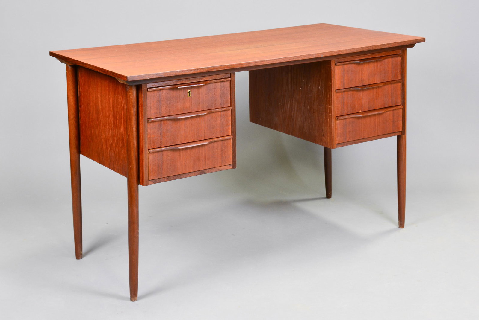 Mid Century Modern Teak Scandinavian Desk: Danish Modern Style Teak Scandinavian Desk - 29 in tall x 49 x 24, Knee Hole is 28 inches tall from floor to under top