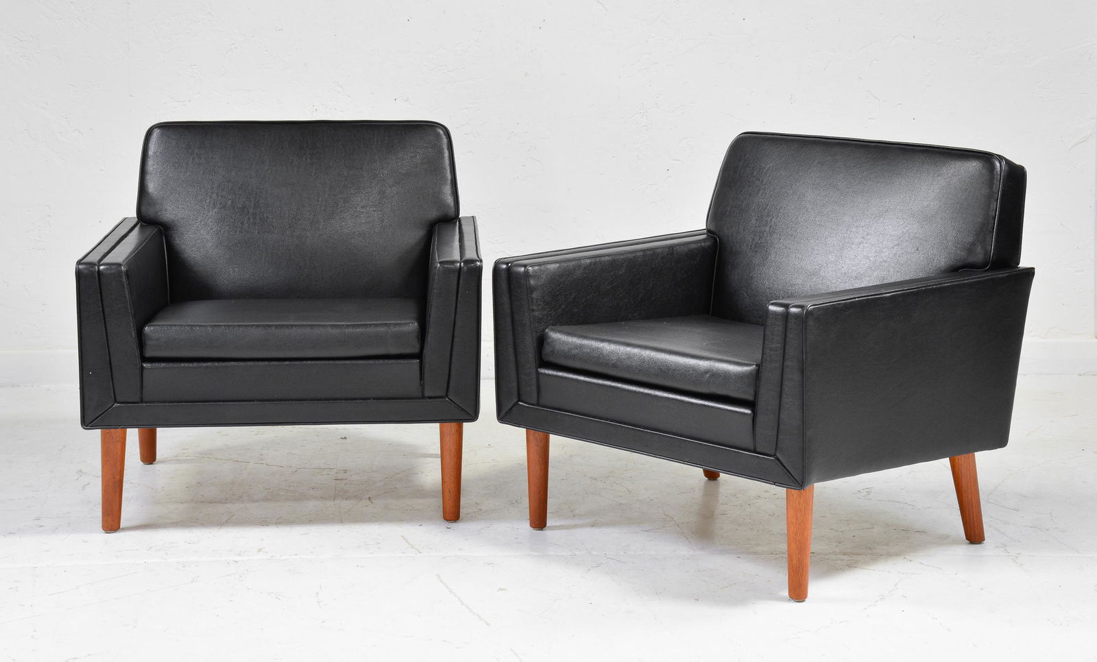 2 Swedish Black Vinyl Arm / Lounge Chairs - Knock (1 of 3)