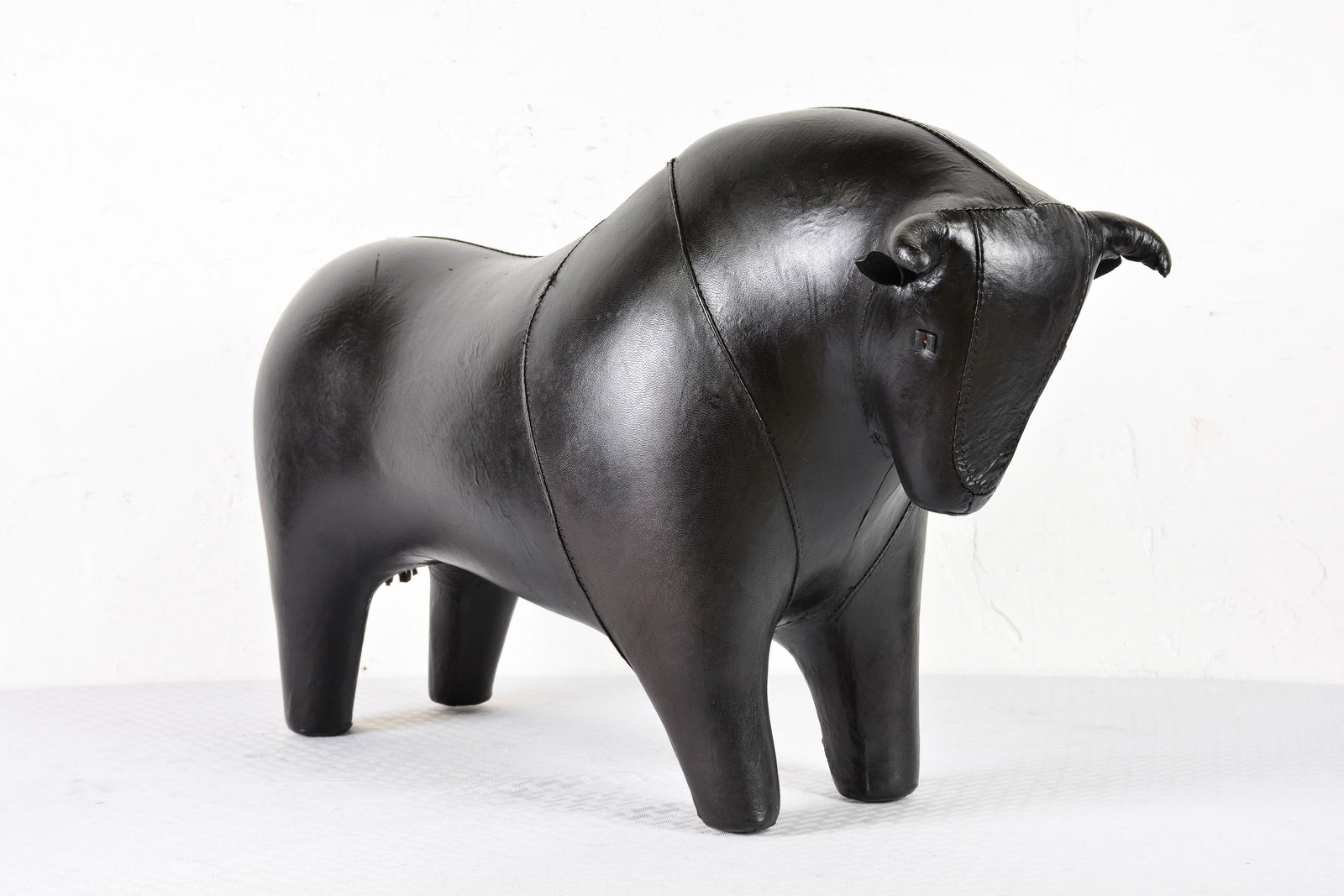 Black Leather Bull Foot Stool In The Manner Of Omersa (1 of 3)