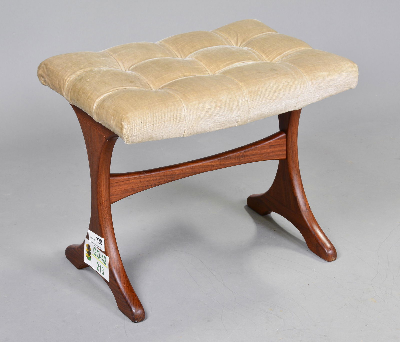 Mid Century Modern Button Tufted Upholstered Stool (1 of 2)