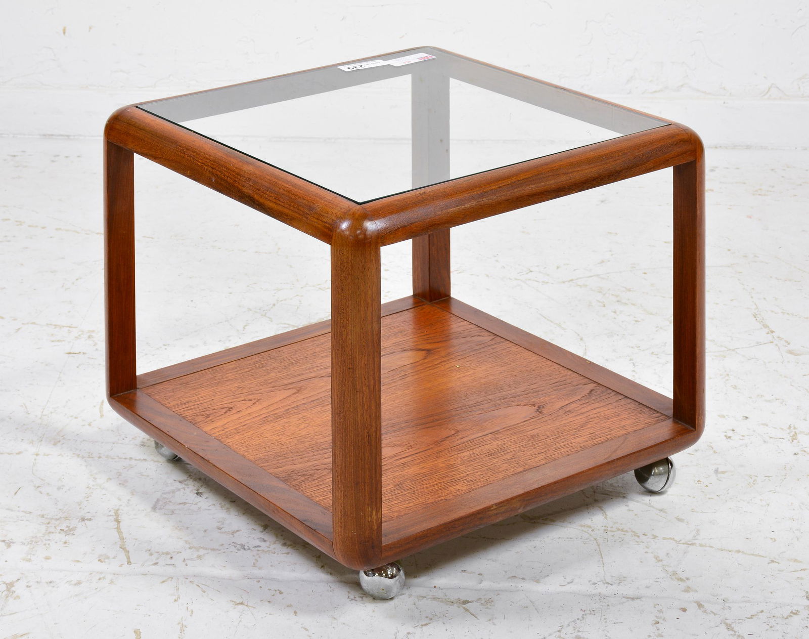 Mid Century Modern Glass Top Occasional Table (1 of 2)