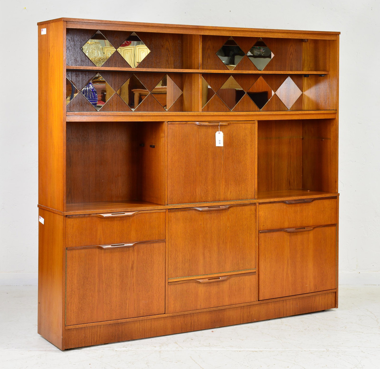 Mid century modern cocktail sideboard: Mid century modern cocktail sideboard - 67 in tall x 70 x 15 - missing shelves and glass doors