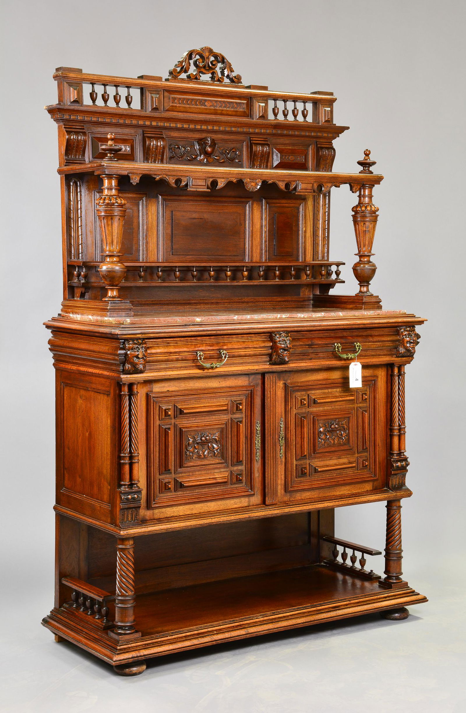 Henri II Style Marble Top Walnut Server (1 of 5)