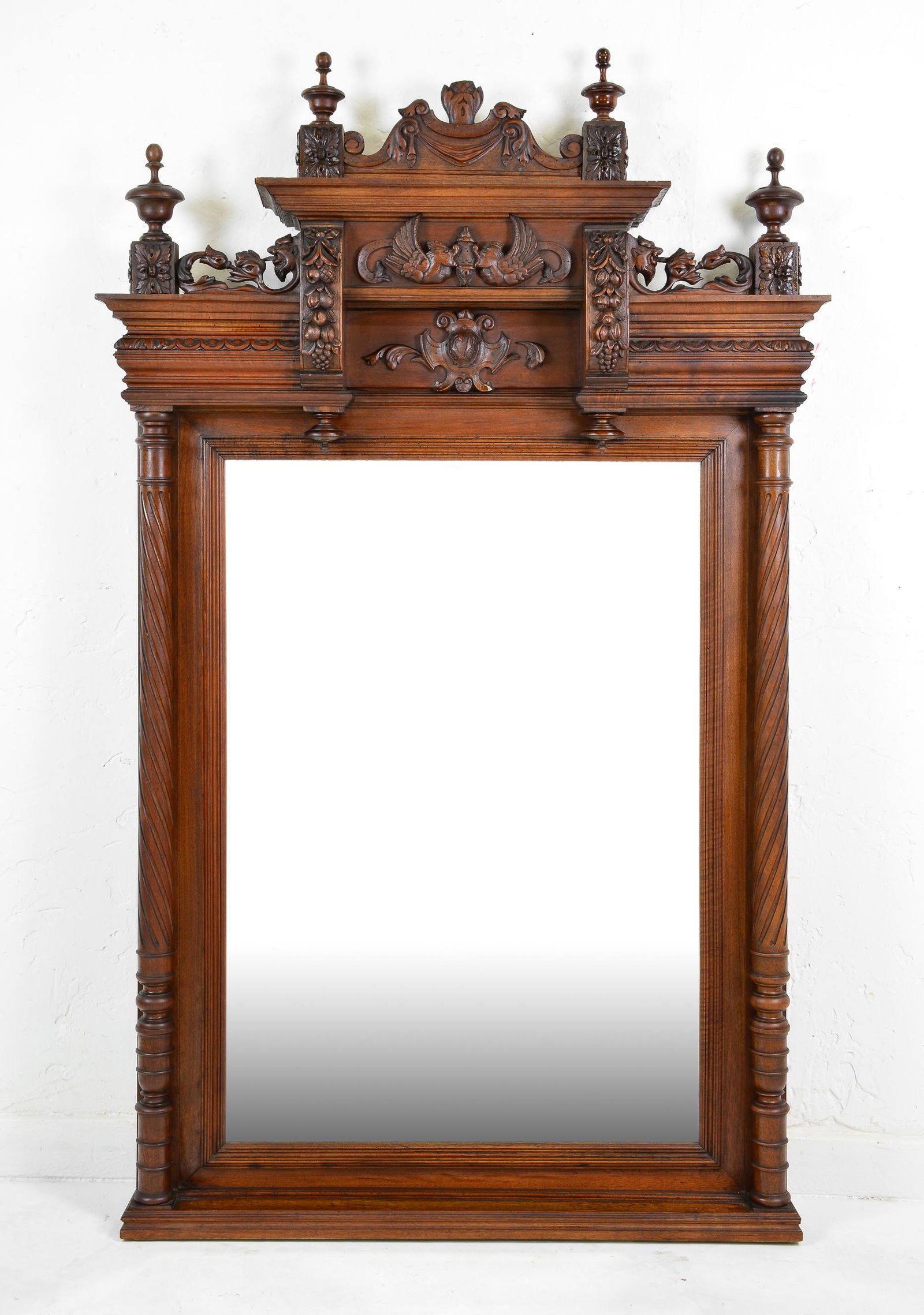 Henri II Style Carved Walnut Mirror (1 of 3)