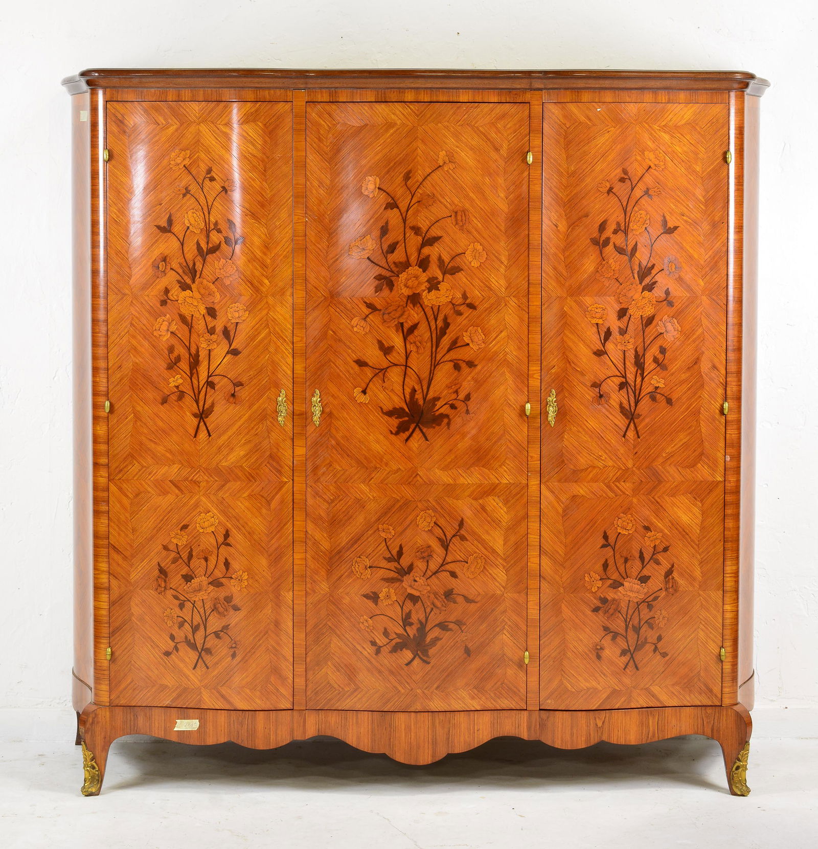 Louis XV Style Inlaid Mahogany Triple Door Robe (1 of 4)