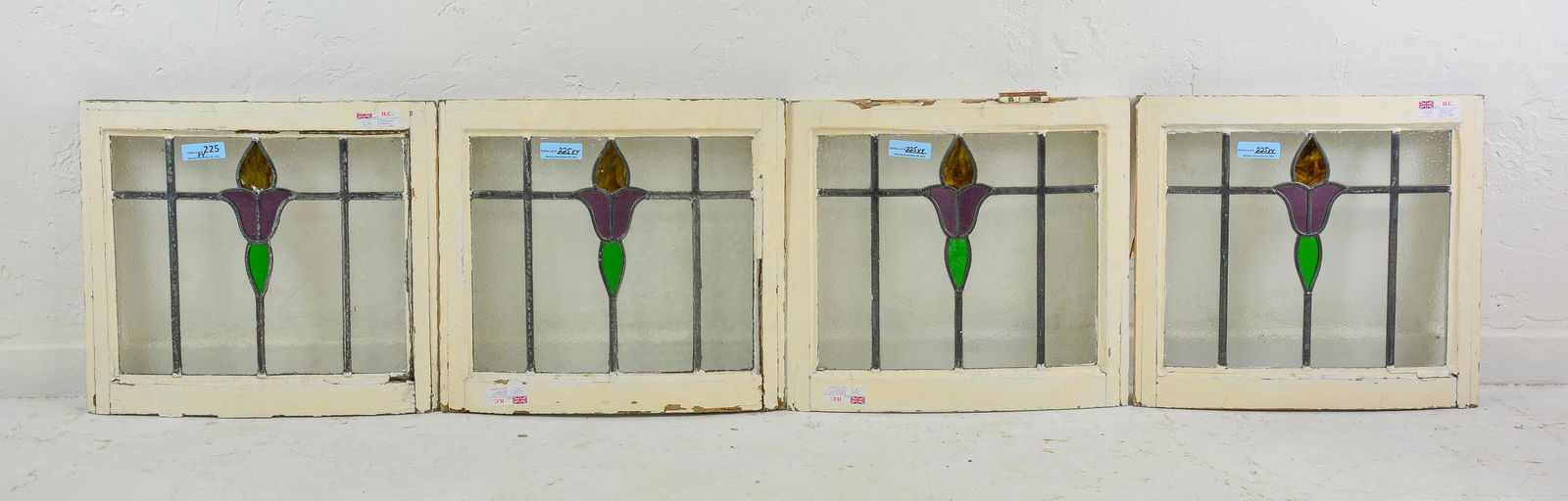 4 British Convex Stained Glass Windows (1 of 4)