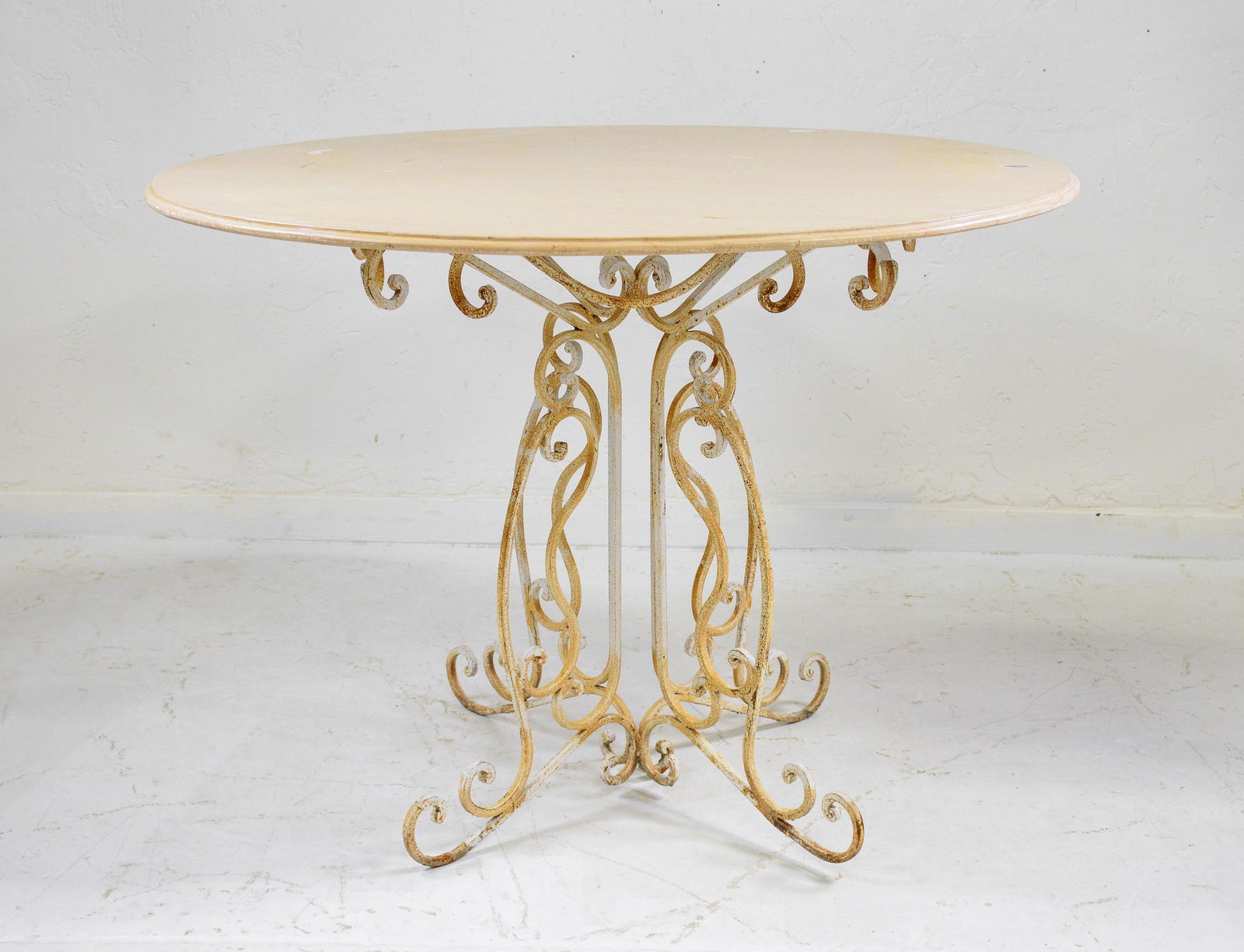 Tall Round Marble Top Iron Base Table (1 of 5)